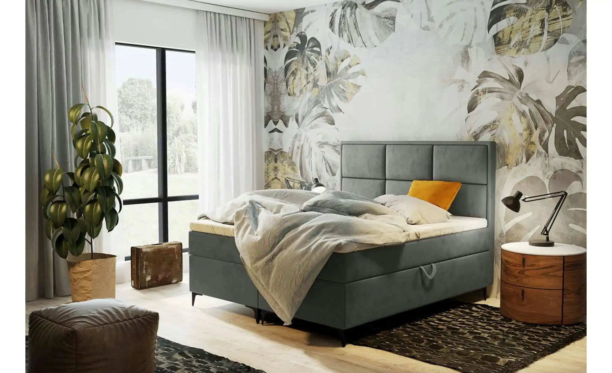 Boxbett mit Bettkasten Vaduz ¦ grau ¦ Maße (cm): H: 110 Betten > Polsterbet günstig online kaufen