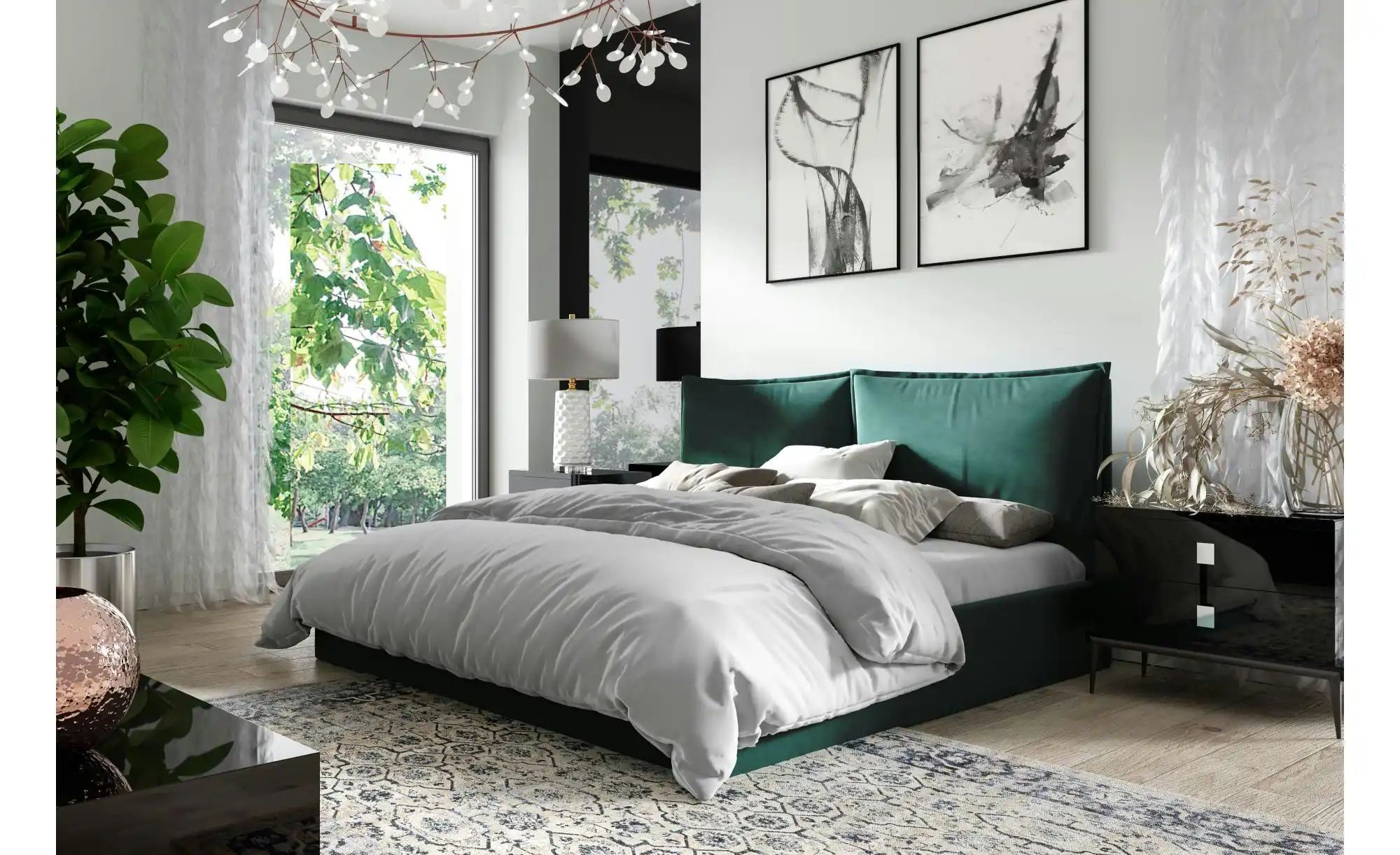 Thumbnail - Polsterbett mit Bettkasten Glam ¦ grün ¦ Maße (cm): B: 149 H: 100 Betten > Polsterbetten - Höffner