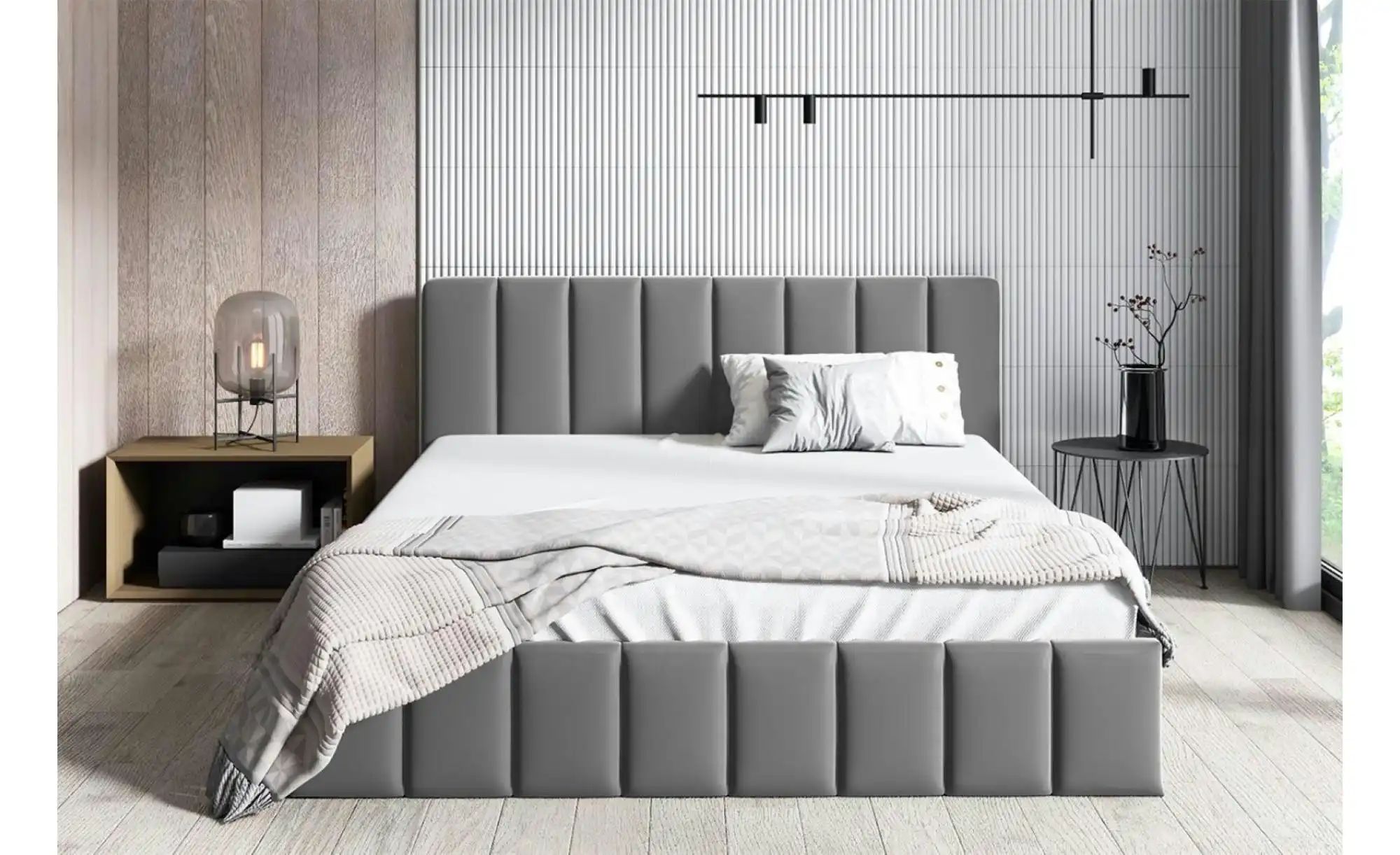 Polsterbett mit Bettkasten Nina ¦ grau ¦ Maße (cm): H: 85 Betten > Polsterb günstig online kaufen