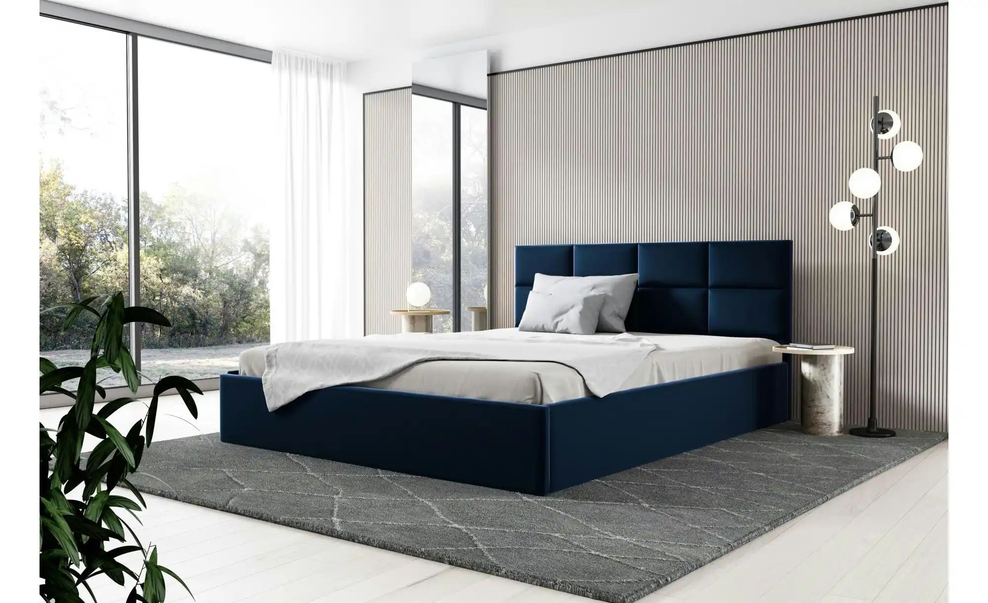 Polsterbett mit Bettkasten Gobi ¦ blau ¦ Maße (cm): H: 90 Betten > Polsterb günstig online kaufen
