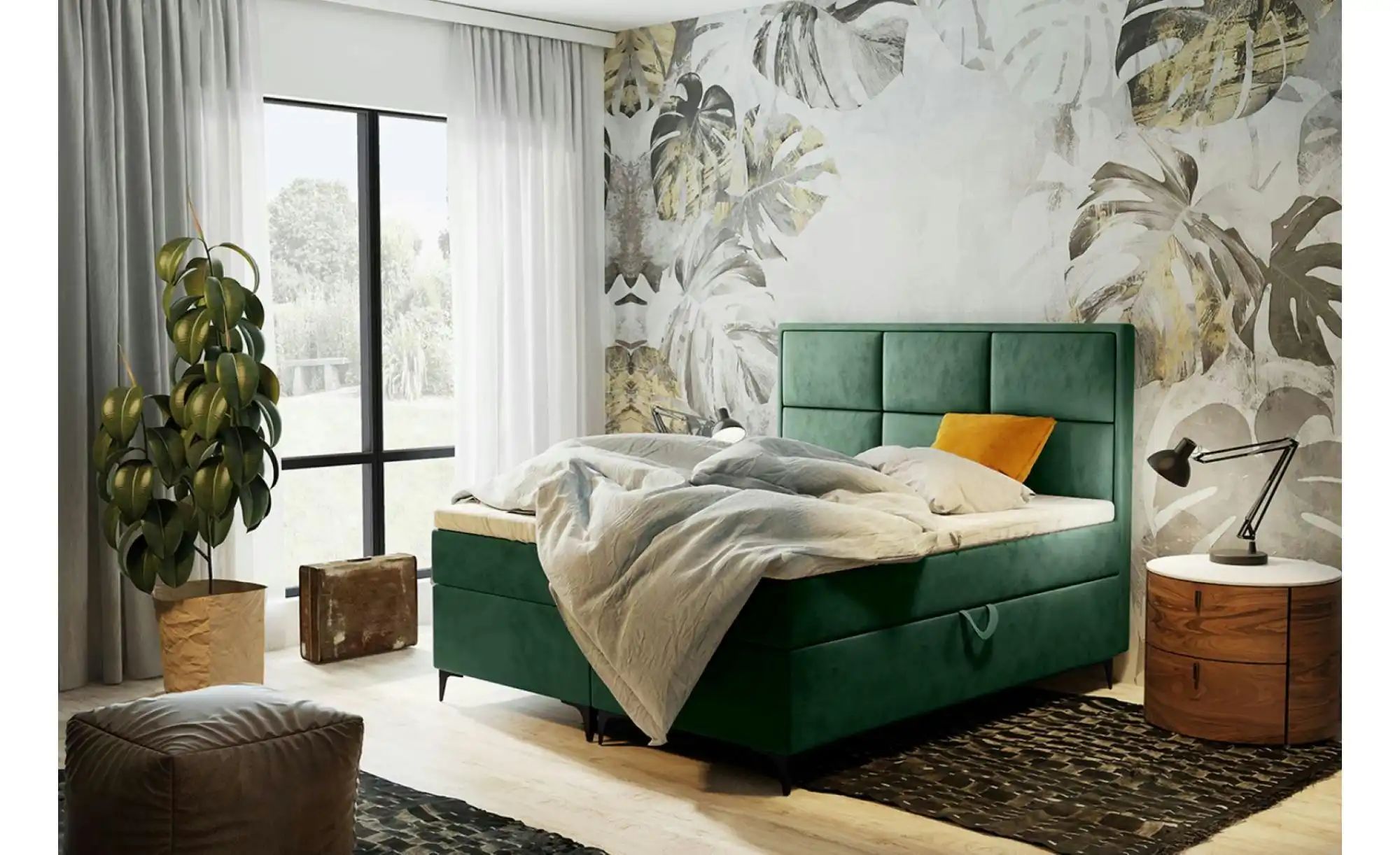 Boxbett mit Bettkasten Vaduz ¦ grün ¦ Maße (cm): H: 110 Betten > Polsterbet günstig online kaufen