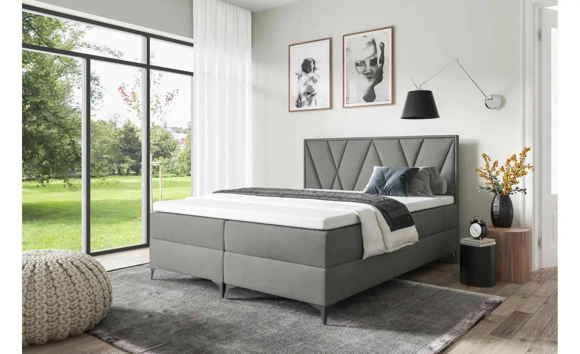 Boxbett mit Bettkasten Vella ¦ grau ¦ Maße (cm): H: 110 Betten > Polsterbet günstig online kaufen
