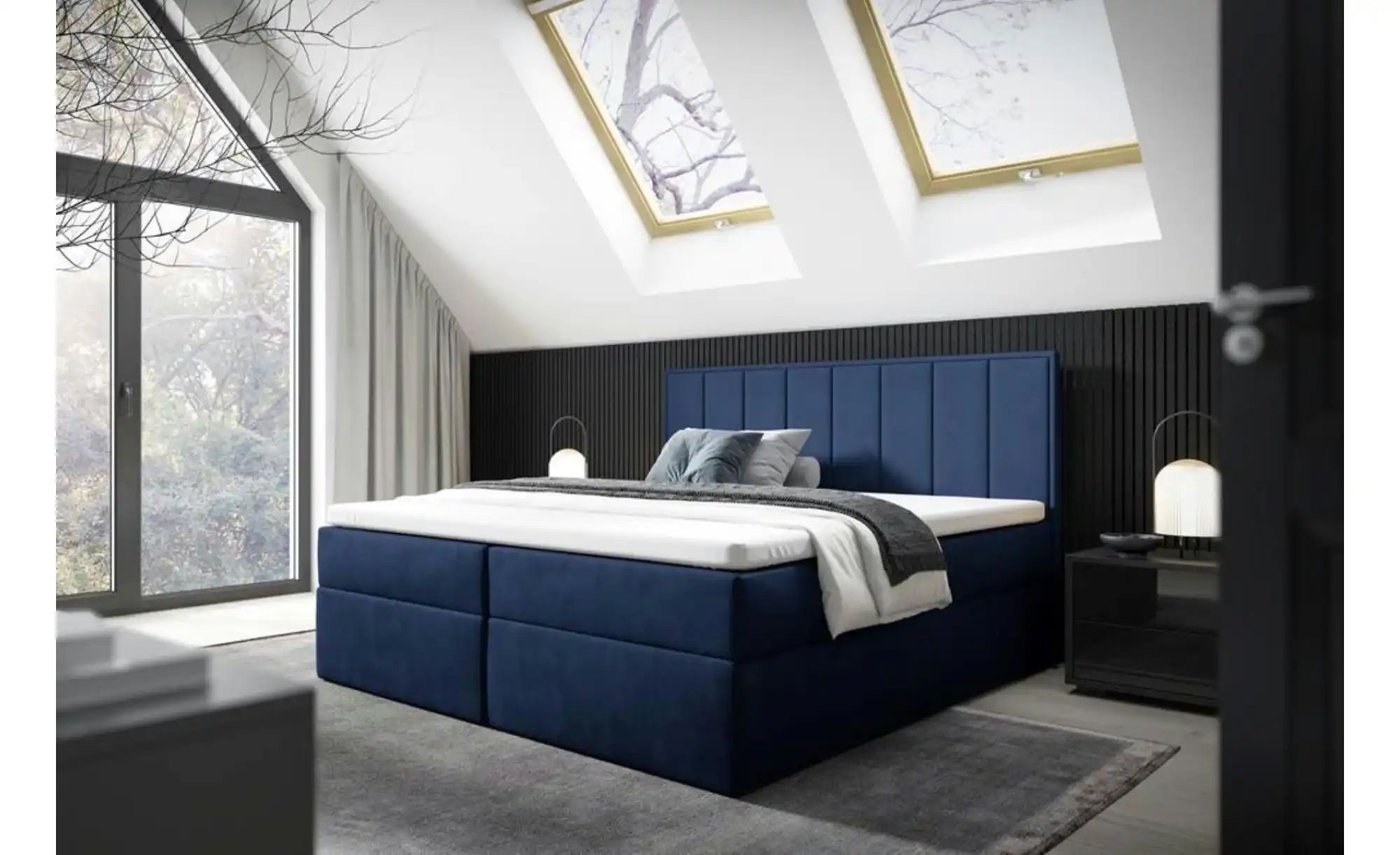 Boxbett mit Bettkasten Havana ¦ blau ¦ Maße (cm): H: 110 Betten > Polsterbe günstig online kaufen