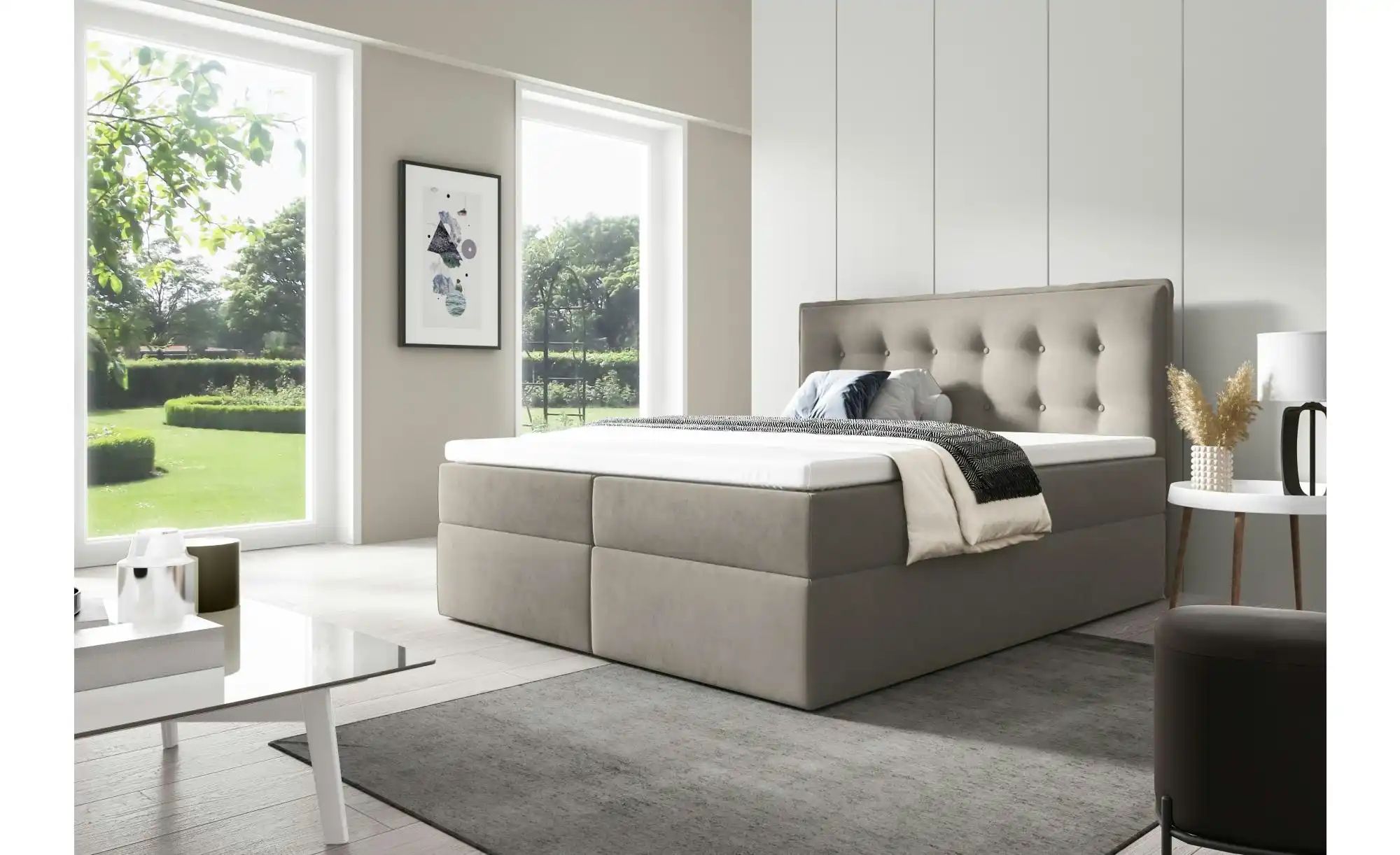 Thumbnail - Boxbett mit Bettkasten Focus ¦ beige ¦ Maße (cm): B: 200 H: 110 Betten > Komfortbetten - Höffner