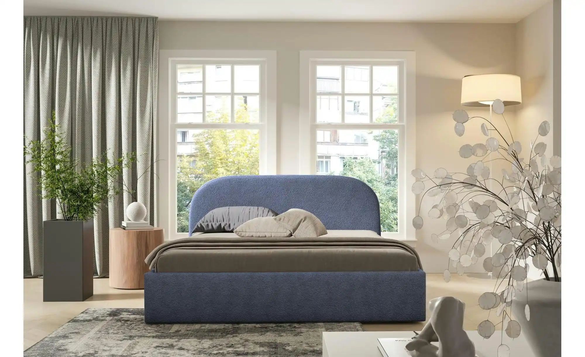 Polsterbett mit Bettkasten Luna ¦ blau ¦ Maße (cm): H: 90 Betten > Polsterb günstig online kaufen
