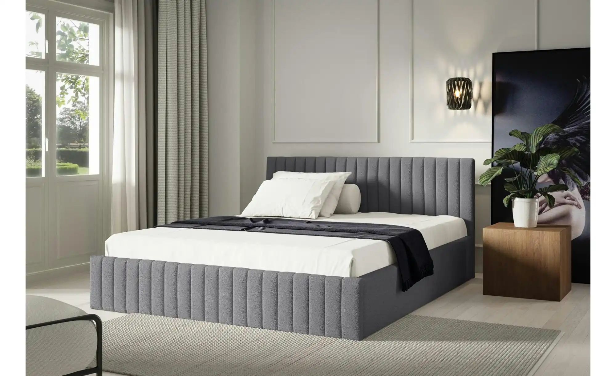 Polsterbett mit Bettkasten Sona ¦ grau ¦ Maße (cm): H: 90 Betten > Polsterb günstig online kaufen