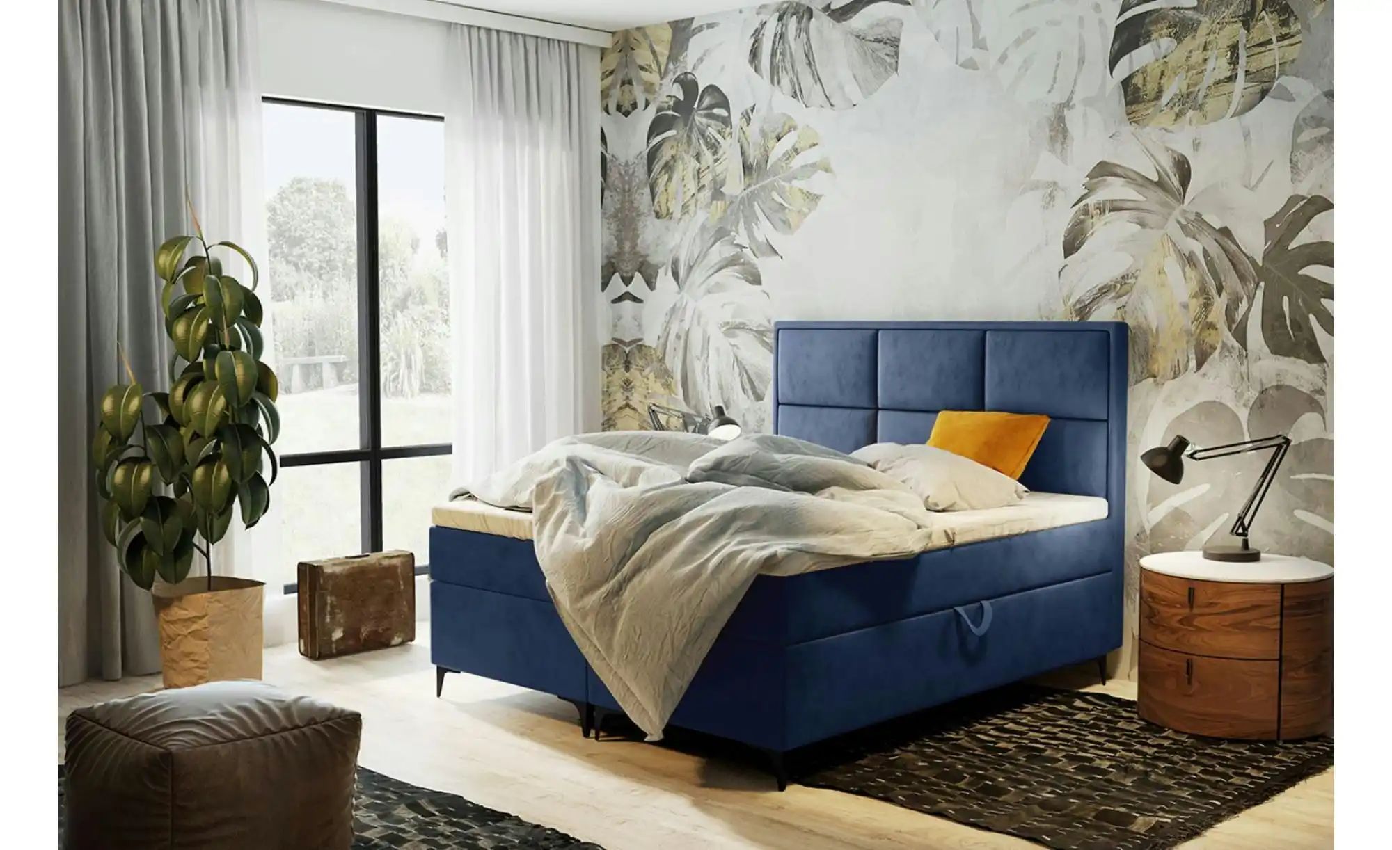 Boxbett mit Bettkasten Vaduz ¦ blau ¦ Maße (cm): H: 110 Betten > Polsterbet günstig online kaufen