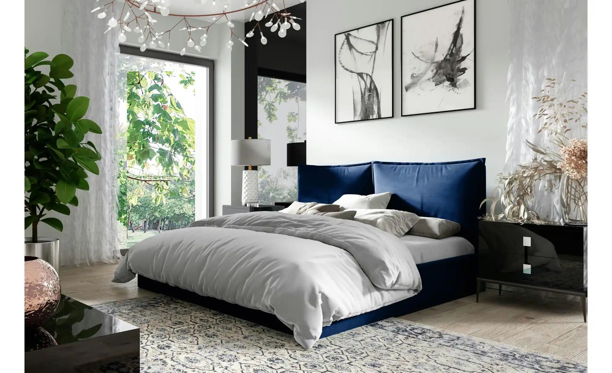 Polsterbett mit Bettkasten Glam ¦ blau ¦ Maße (cm): H: 100 Betten > Polster günstig online kaufen