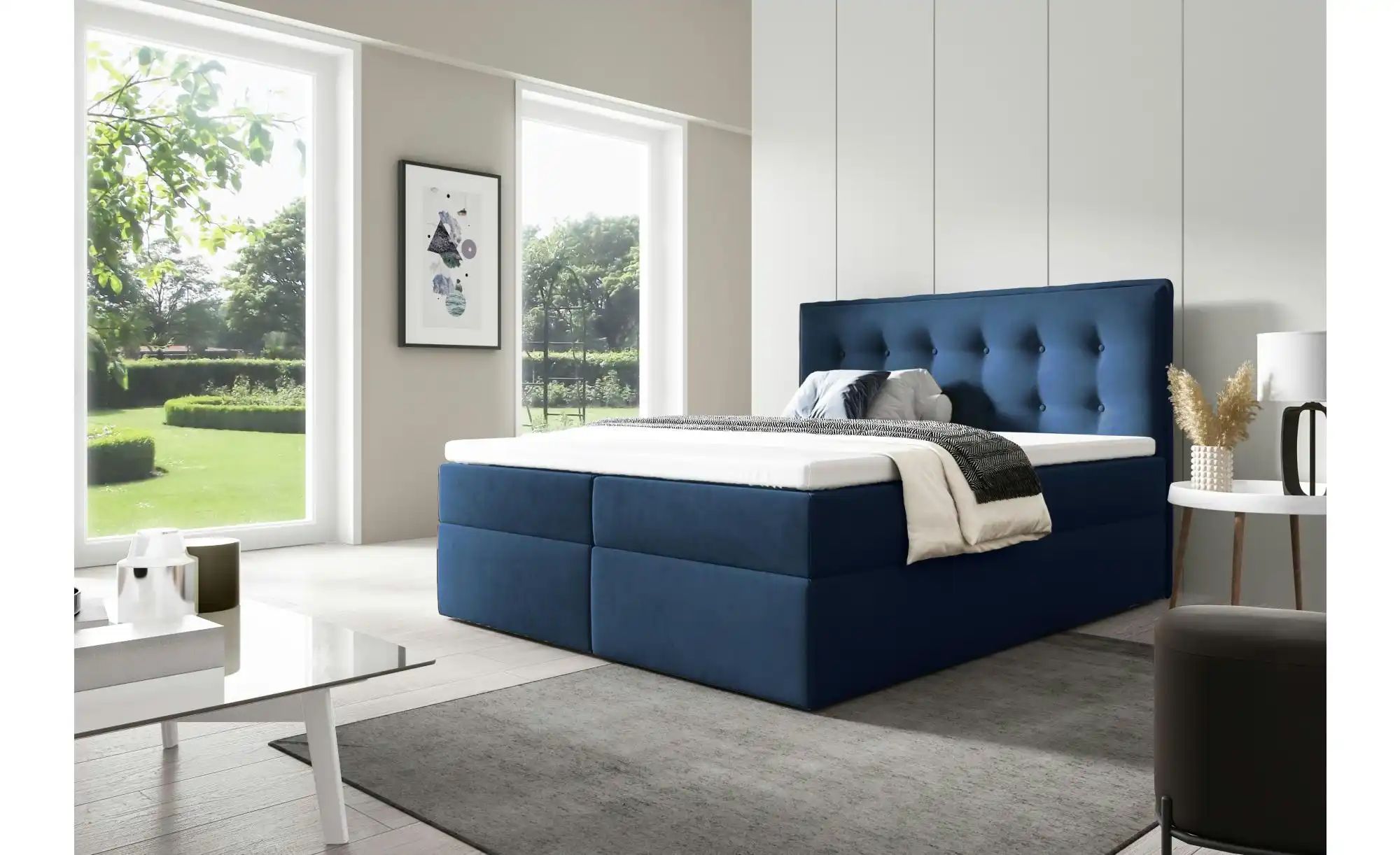 Boxbett mit Bettkasten Focus ¦ blau ¦ Maße (cm): H: 110 Betten > Polsterbet günstig online kaufen