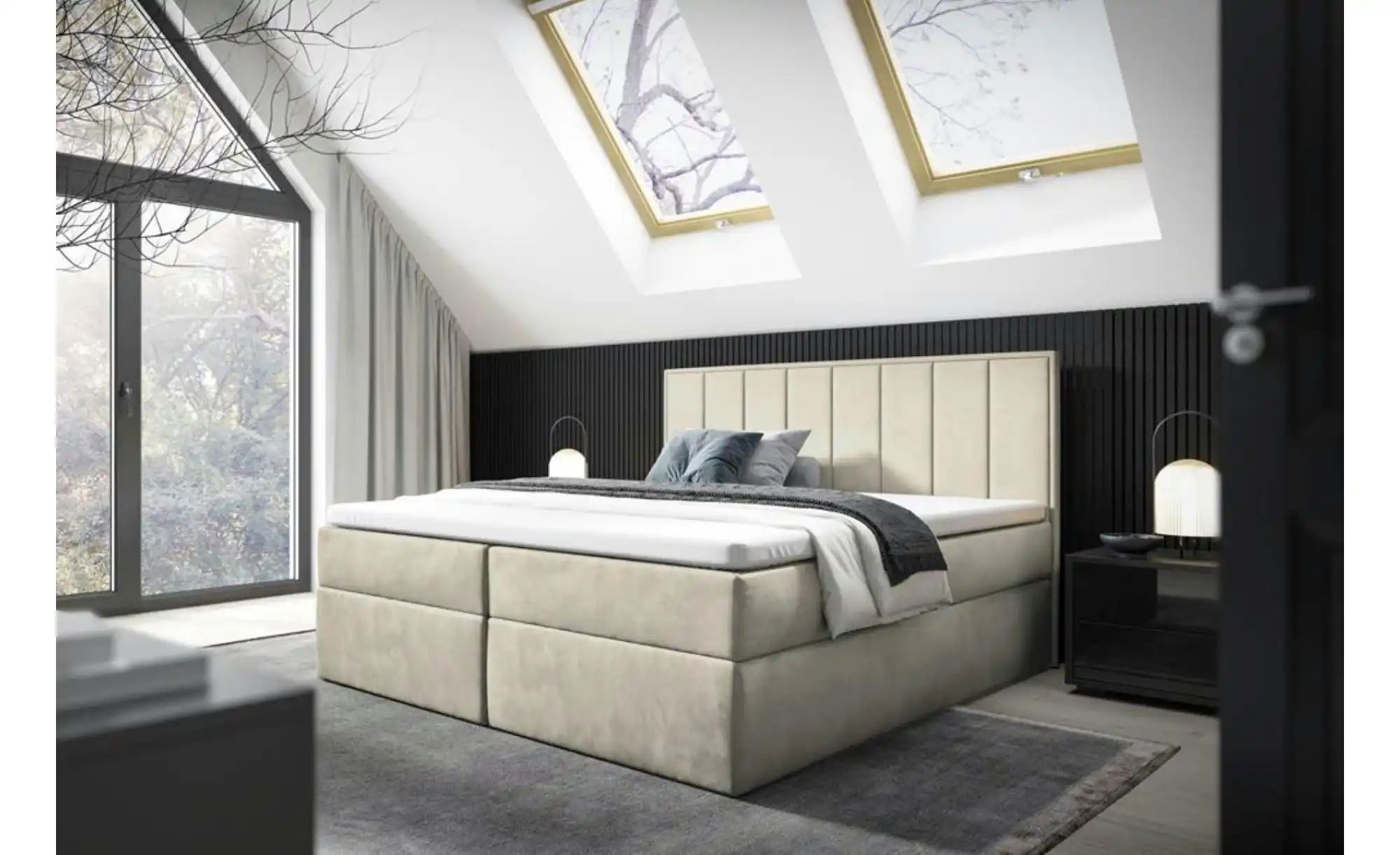 Boxbett mit Bettkasten Havana ¦ beige ¦ Maße (cm): H: 110 Betten > Polsterb günstig online kaufen