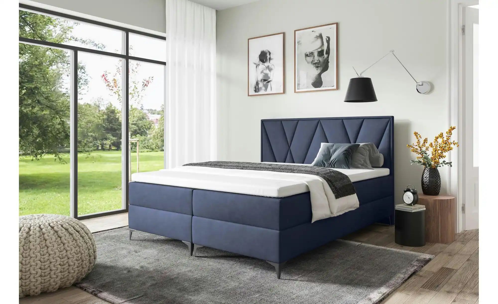 Boxbett mit Bettkasten Vella ¦ blau ¦ Maße (cm): H: 110 Betten > Polsterbet günstig online kaufen