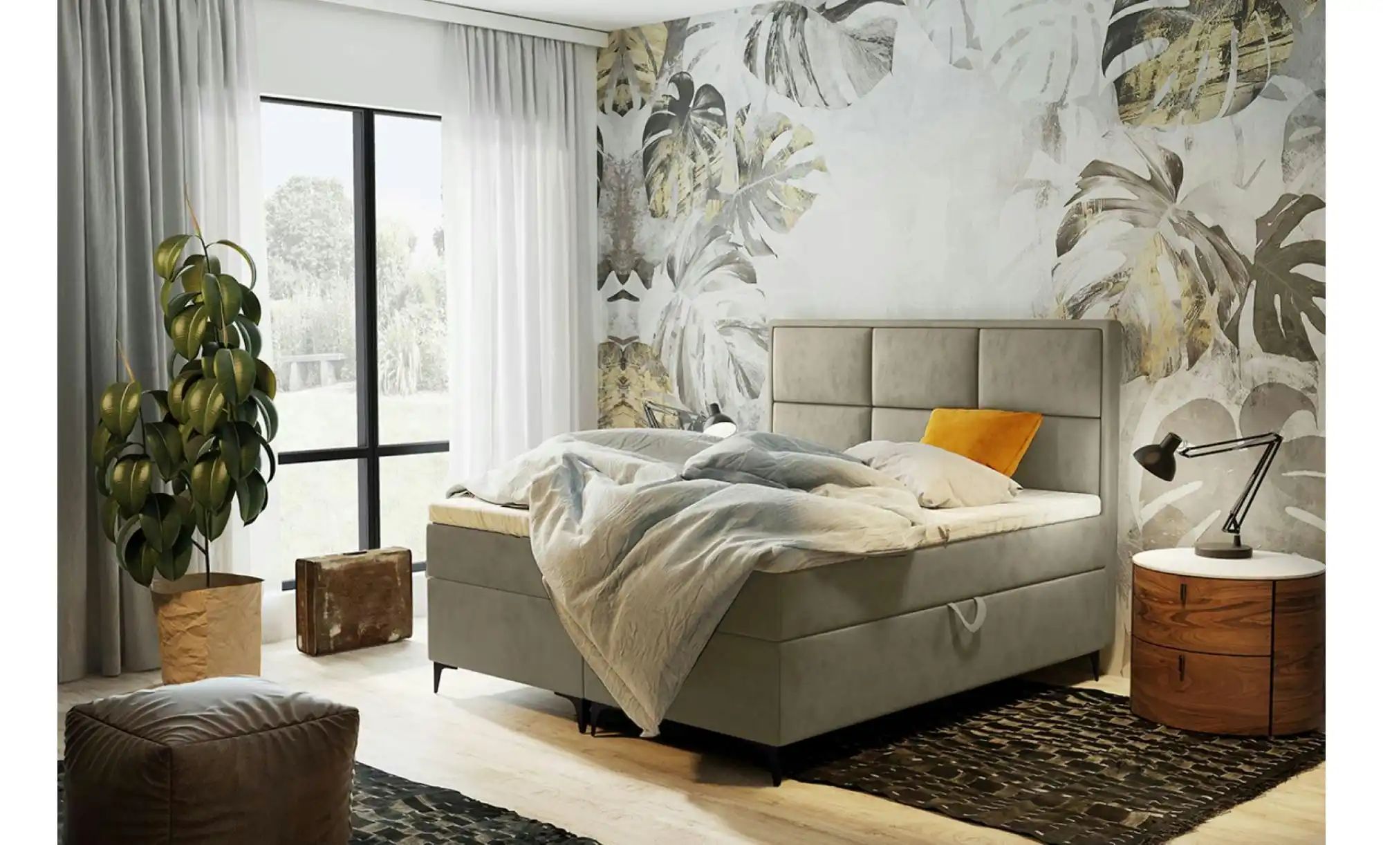 Boxbett mit Bettkasten Vaduz ¦ beige ¦ Maße (cm): H: 110 Betten > Polsterbe günstig online kaufen