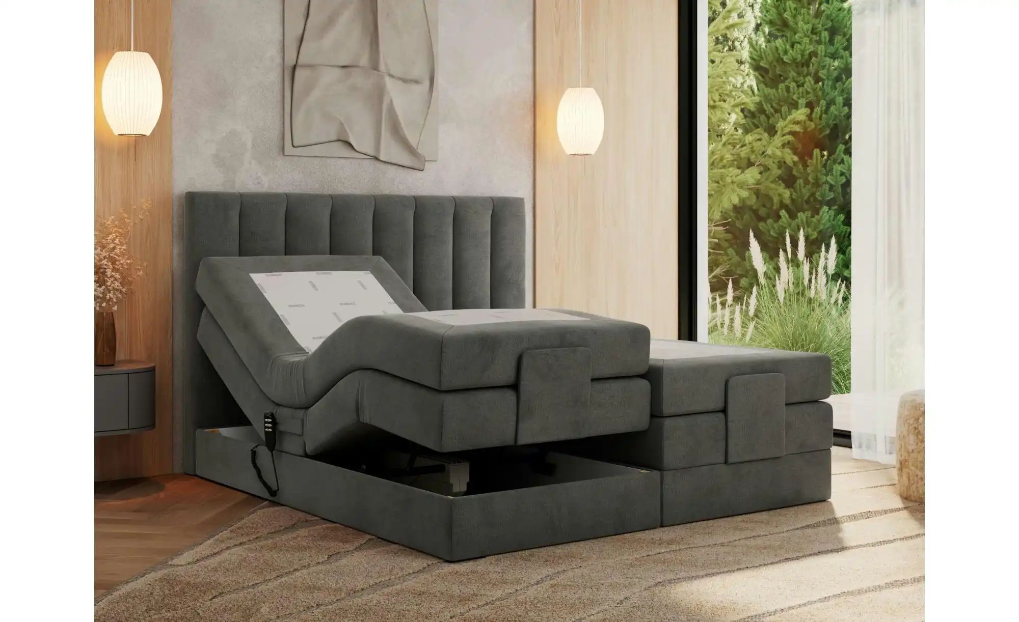 Motor Boxspringbett mit Bettkasten Comforto ¦ grau ¦ Maße (cm): B: 208 H: 1 günstig online kaufen