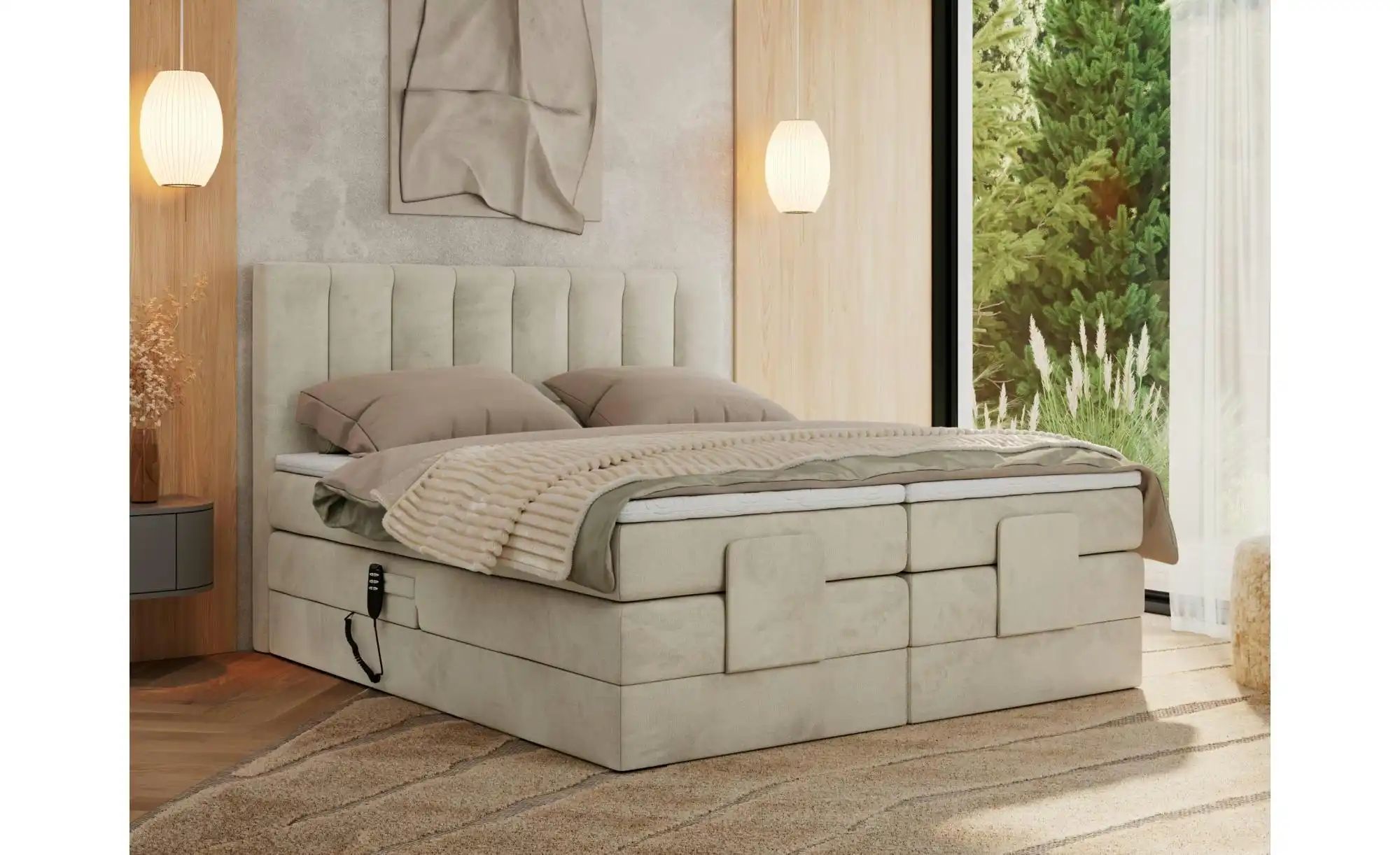 Motor Boxspringbett mit Bettkasten Comforto ¦ beige ¦ Maße (cm): B: 208 H: günstig online kaufen