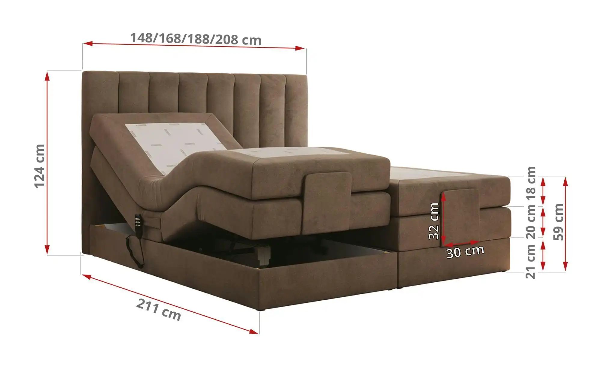 Motor Boxspringbett mit Bettkasten Comforto ¦ braun ¦ Maße (cm): B: 188 H: günstig online kaufen