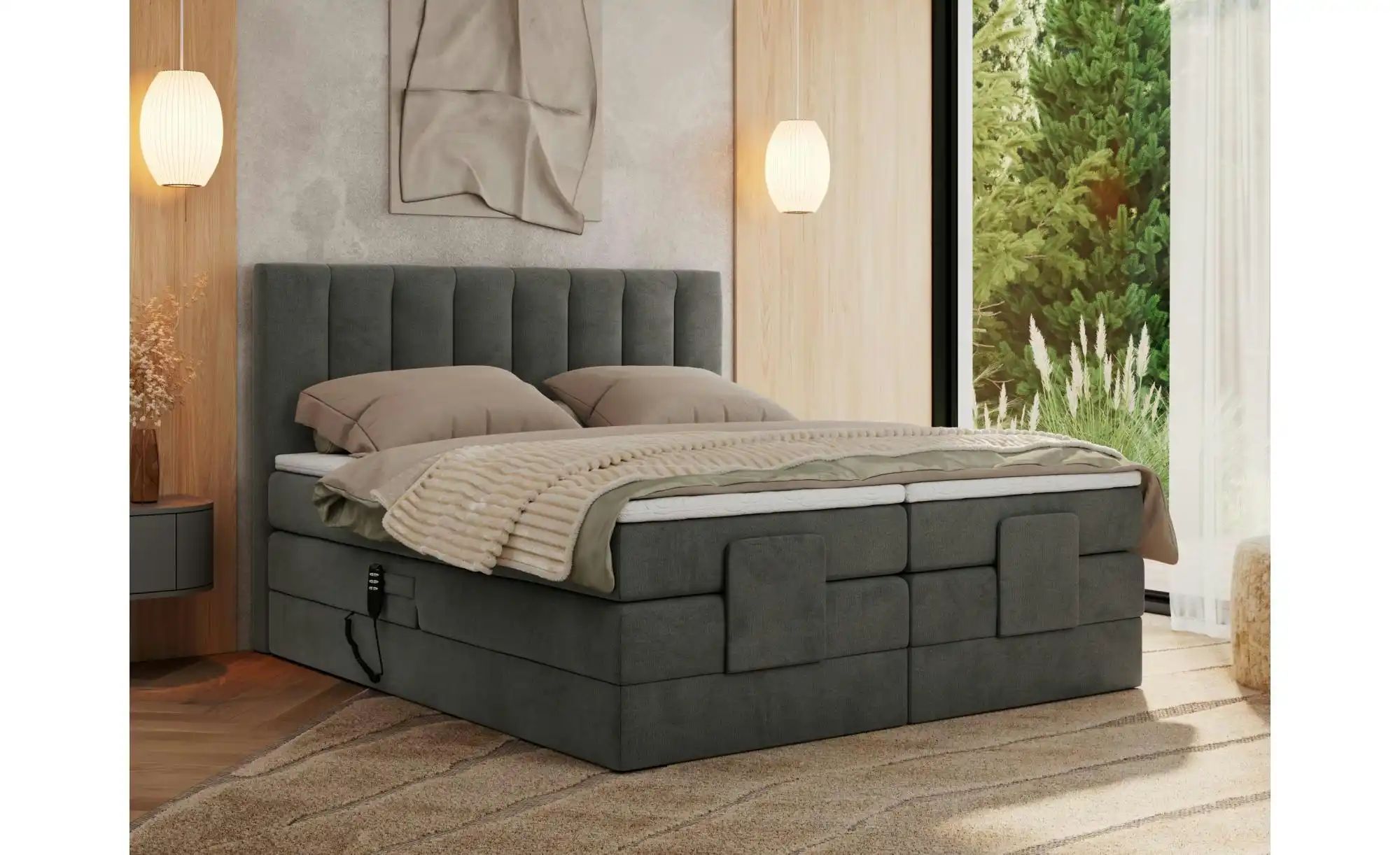 Motor Boxspringbett mit Bettkasten Comforto ¦ grau ¦ Maße (cm): B: 148 H: 1 günstig online kaufen