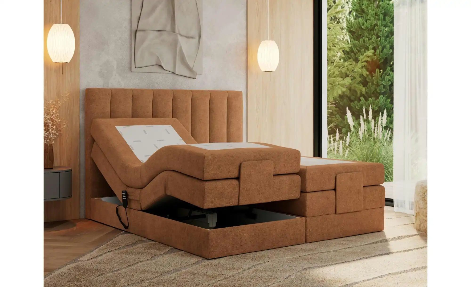 Motor Boxspringbett mit Bettkasten Comforto ¦ orange ¦ Maße (cm): B: 148 H: günstig online kaufen