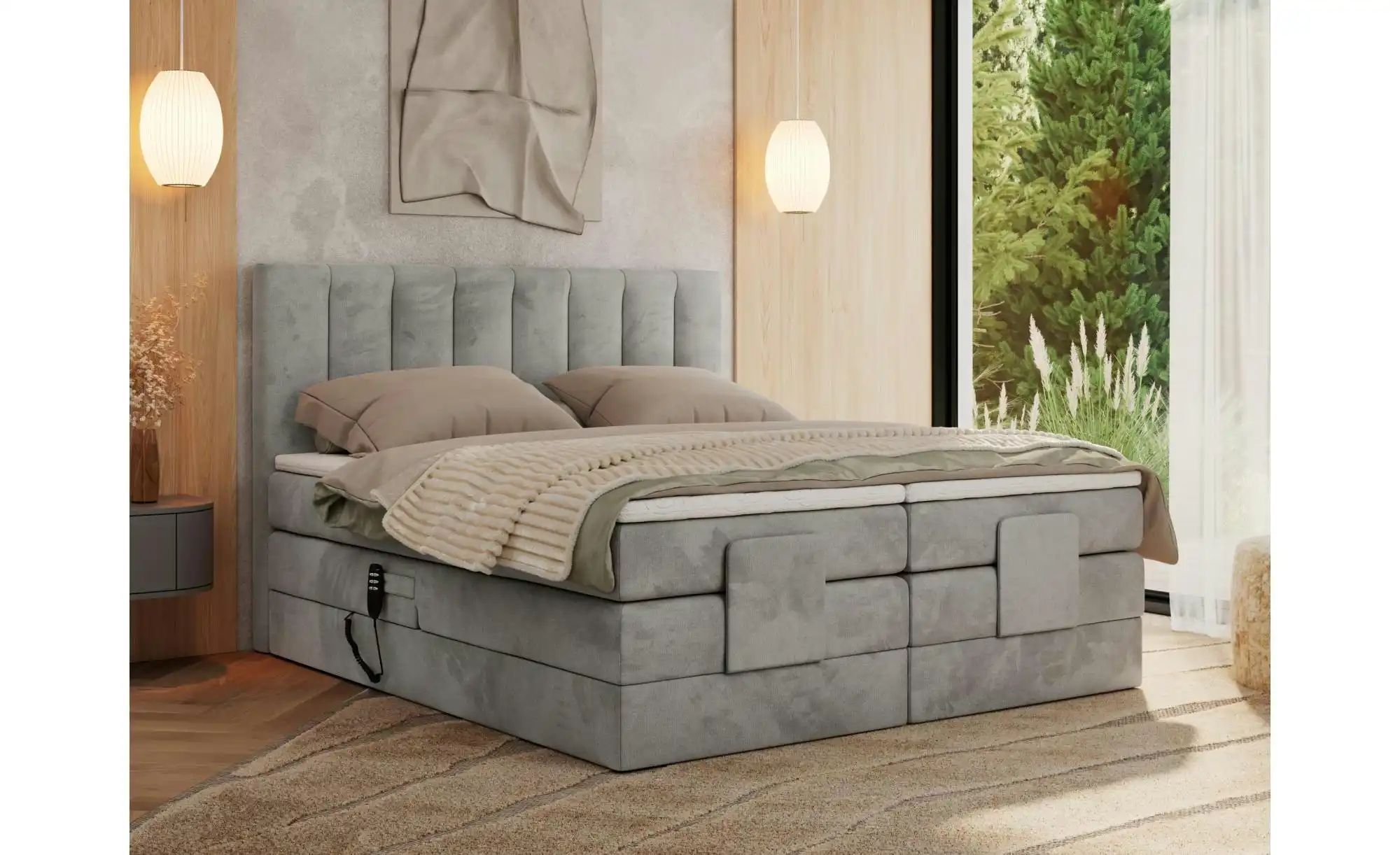 Thumbnail - Motor Boxspringbett mit Bettkasten Comforto ¦ grau ¦ Maße (cm): B: 208 H: 124 Betten > Komfortbetten - Höffner