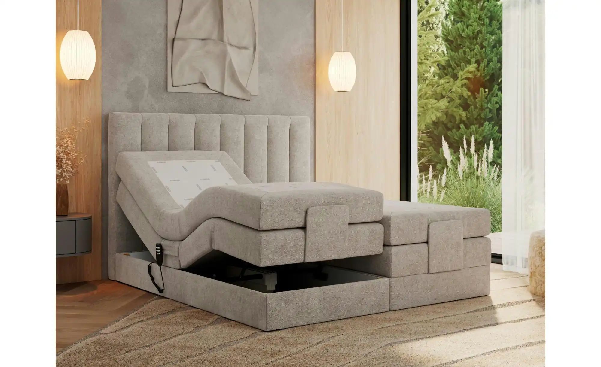 Motor Boxspringbett mit Bettkasten Comforto ¦ beige ¦ Maße (cm): B: 148 H: günstig online kaufen