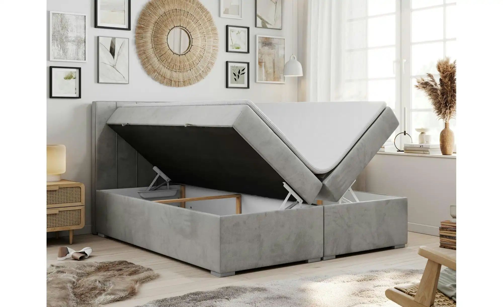 Boxbett mit Bettkasten Ally ¦ silber ¦ Maße (cm): B: 180 H: 118 Betten > Ko günstig online kaufen