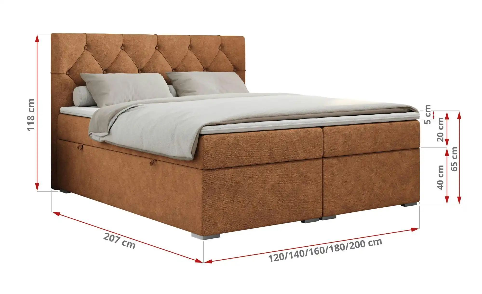 Boxbett mit Bettkasten Alda ¦ orange ¦ Maße (cm): B: 200 H: 118 Betten > Po günstig online kaufen