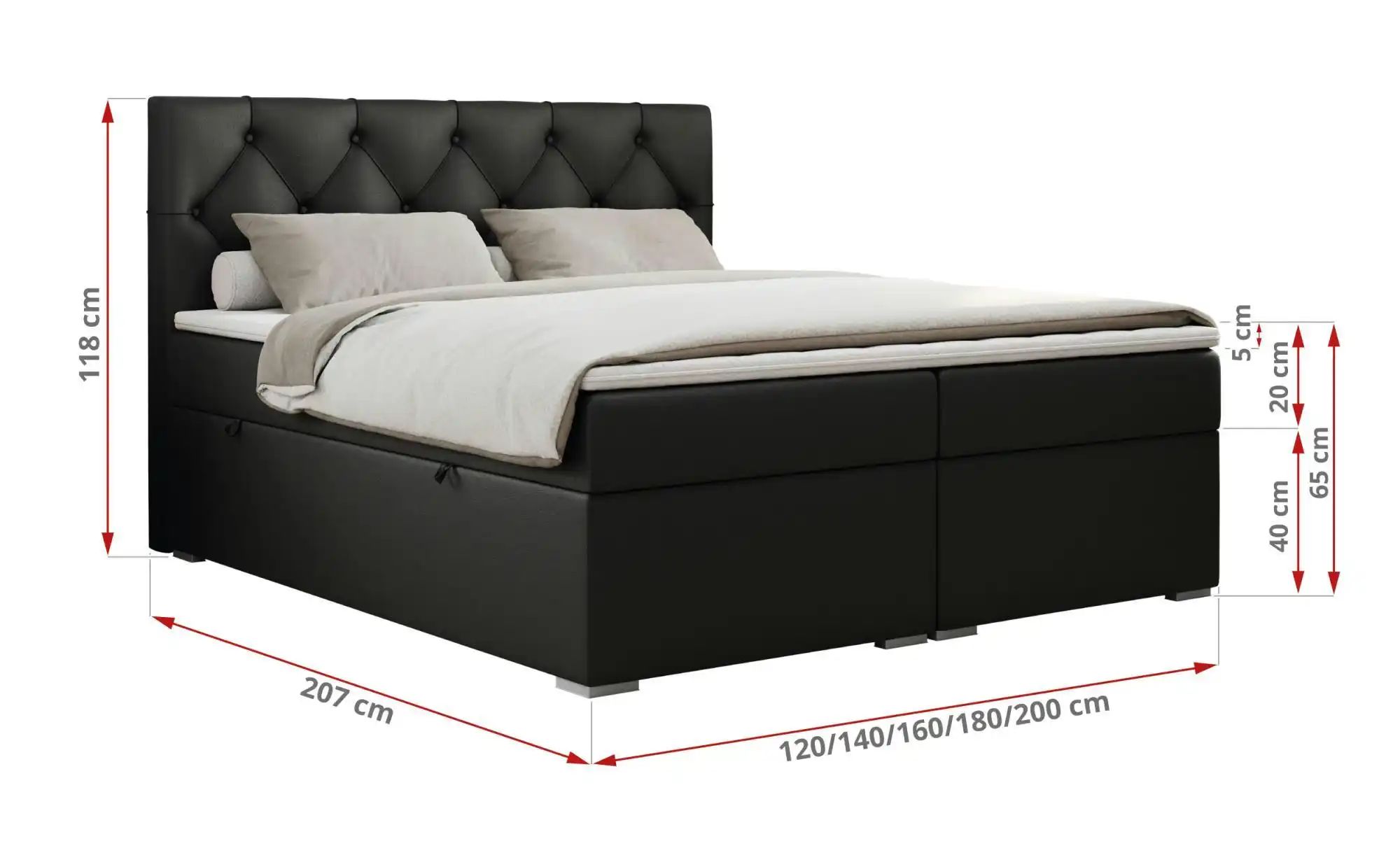 Boxbett mit Bettkasten Alda ¦ schwarz ¦ Maße (cm): B: 160 H: 118 Betten > K günstig online kaufen