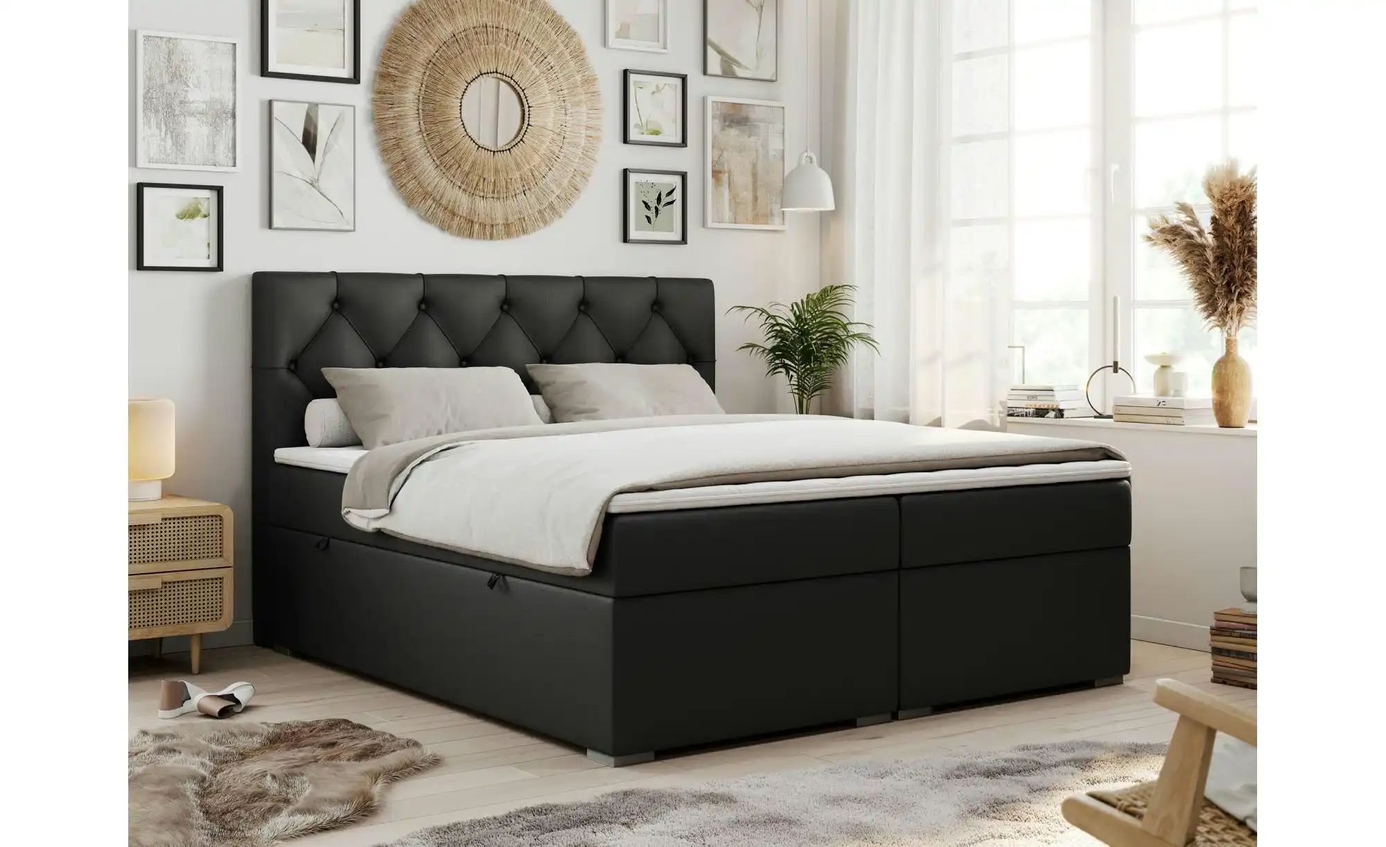 Boxbett mit Bettkasten Alda ¦ schwarz ¦ Maße (cm): B: 180 H: 118 Betten > K günstig online kaufen