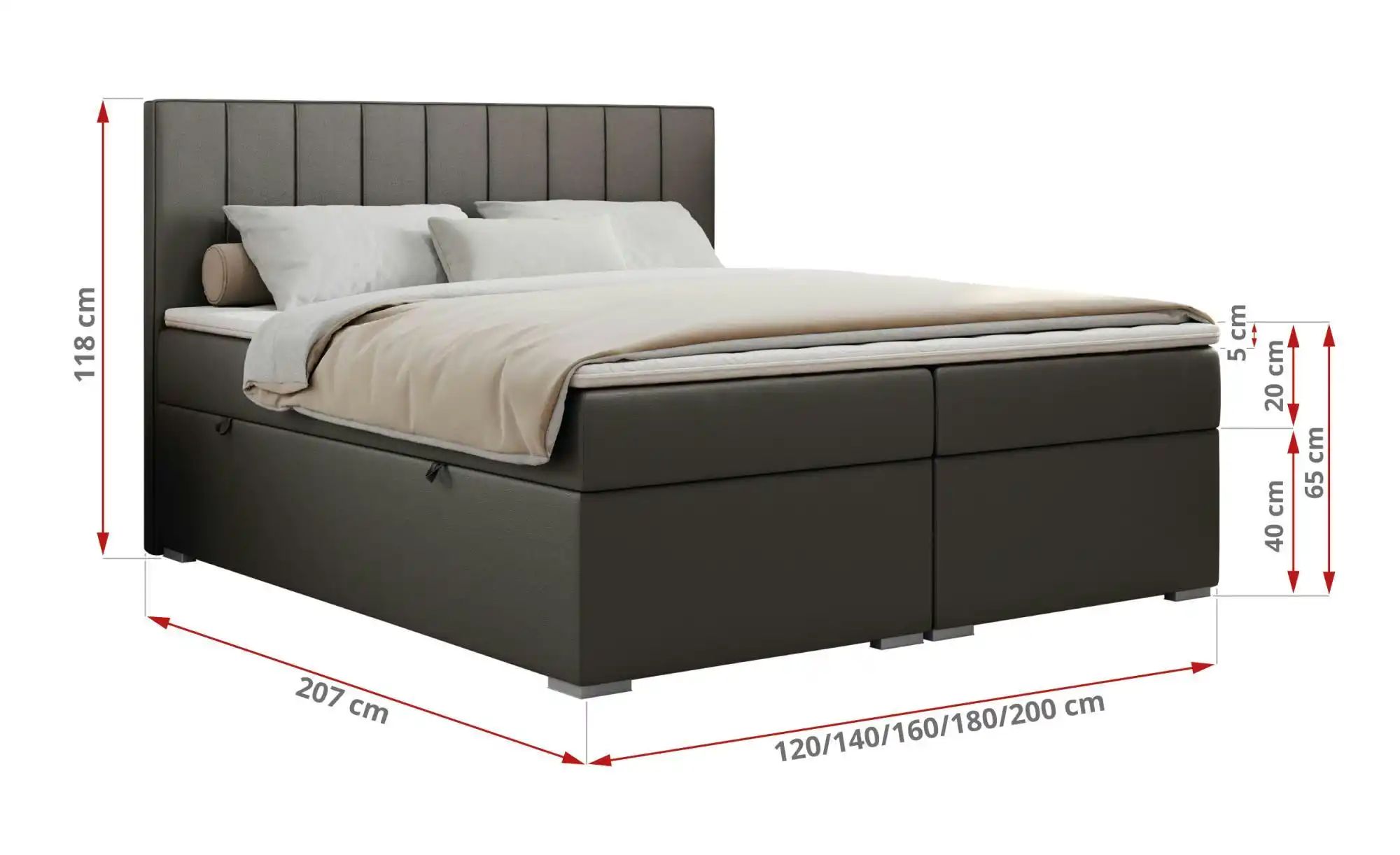 Boxbett mit Bettkasten Ally ¦ grau ¦ Maße (cm): B: 120 H: 118 Betten > Komf günstig online kaufen