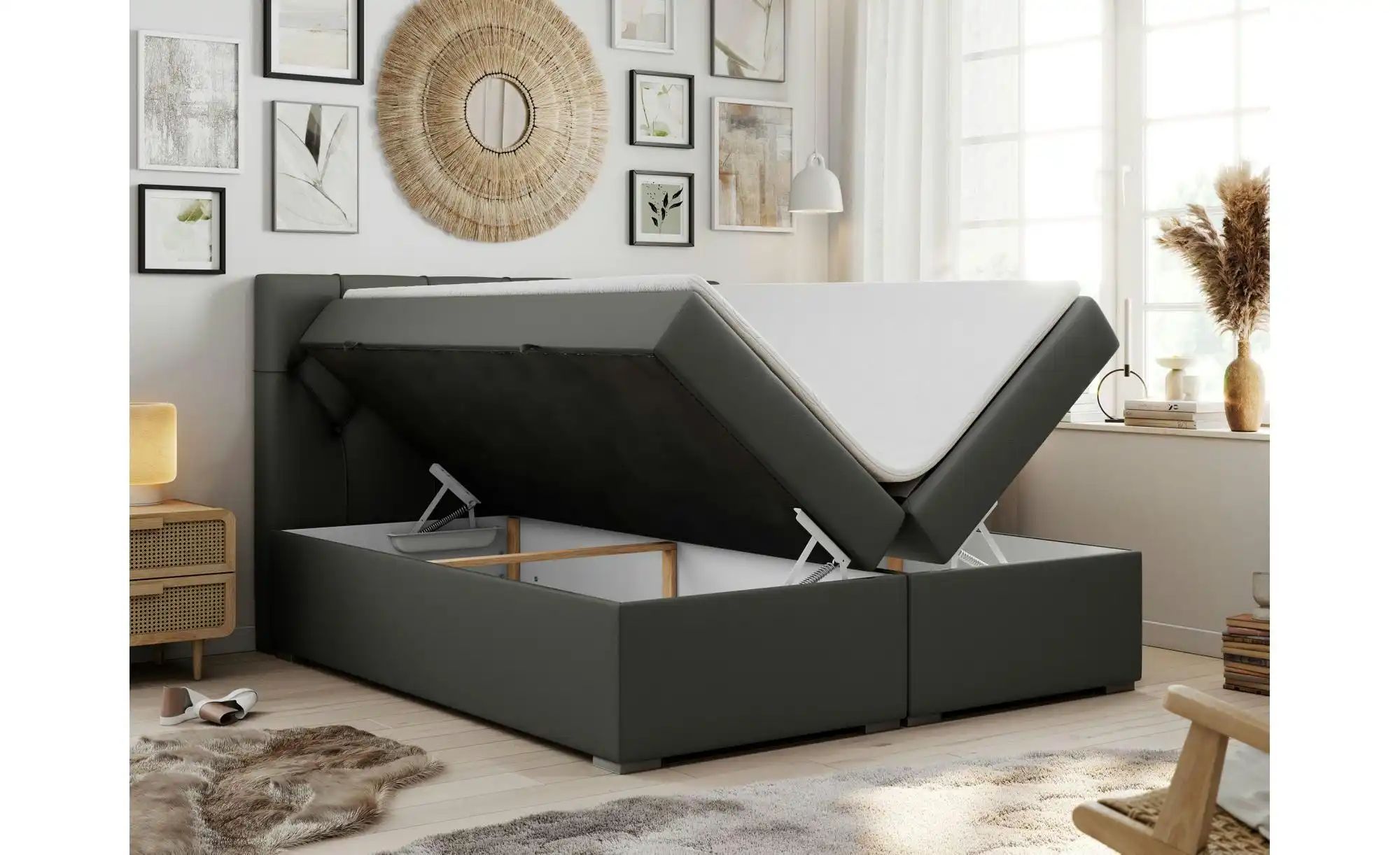 Boxbett mit Bettkasten Alda ¦ grau ¦ Maße (cm): B: 180 H: 118 Betten > Komf günstig online kaufen