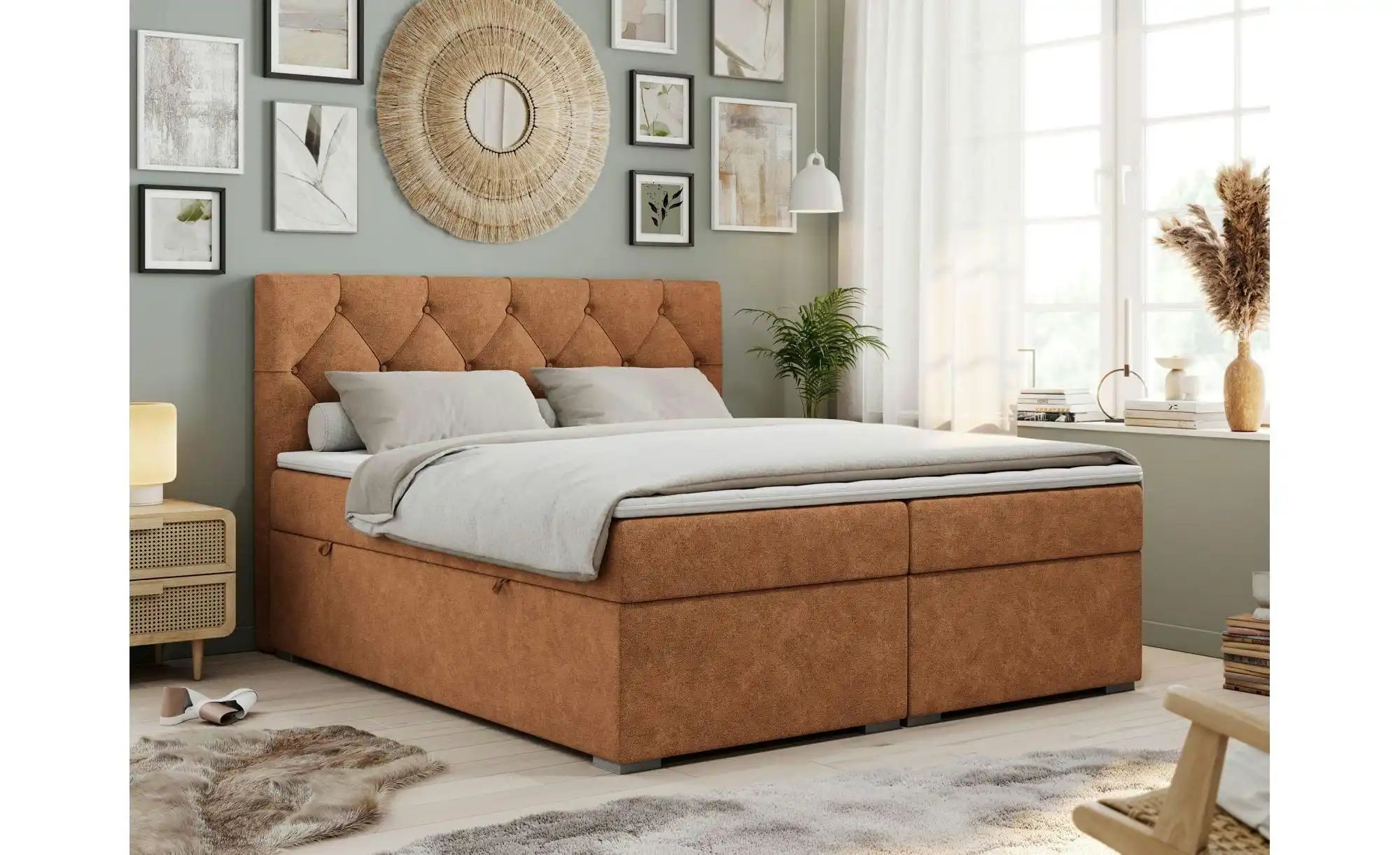 Boxbett mit Bettkasten Alda ¦ orange ¦ Maße (cm): B: 180 H: 118 Betten > Ko günstig online kaufen