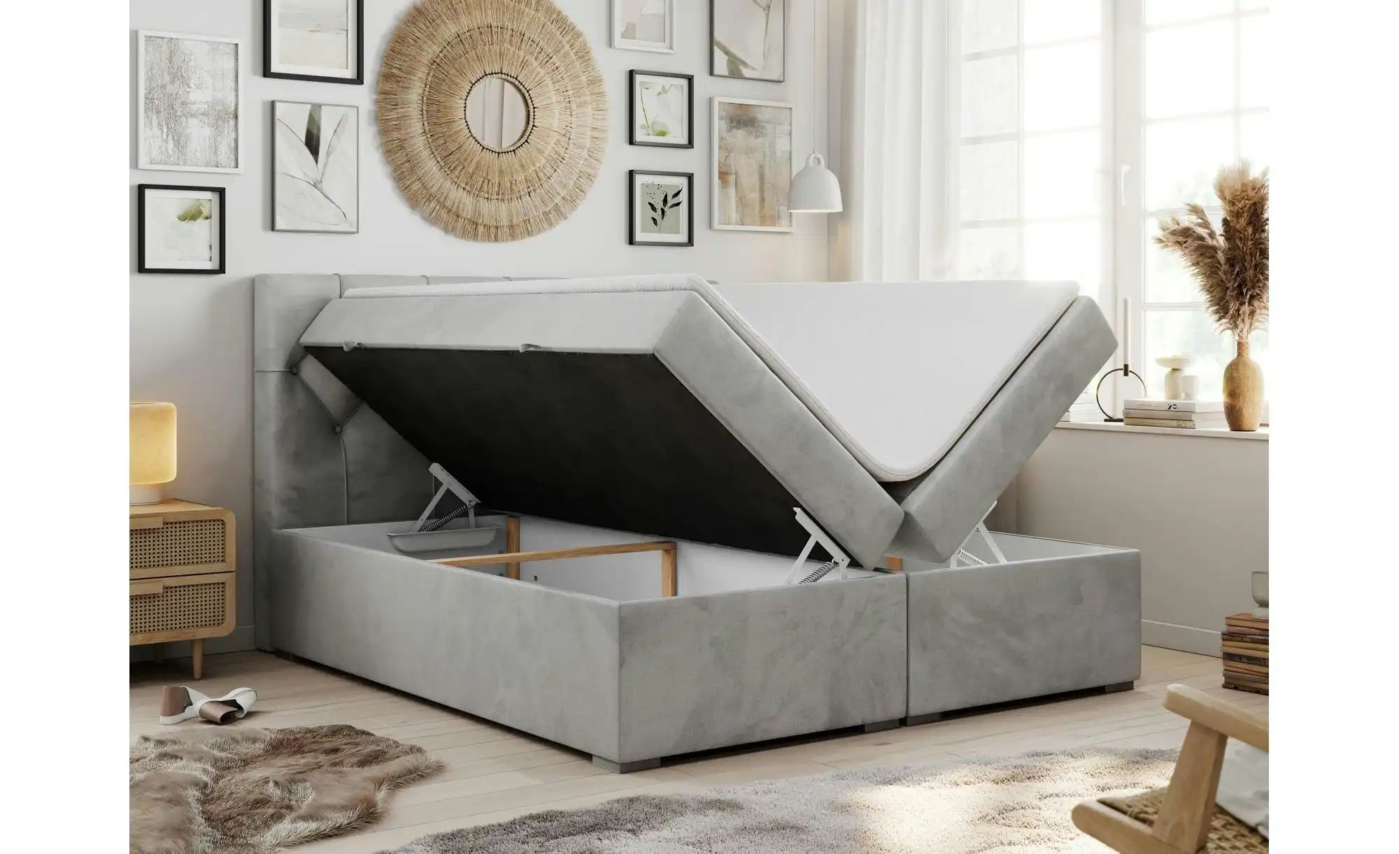 Boxbett mit Bettkasten Alda ¦ silber ¦ Maße (cm): B: 160 H: 118 Betten > Ko günstig online kaufen