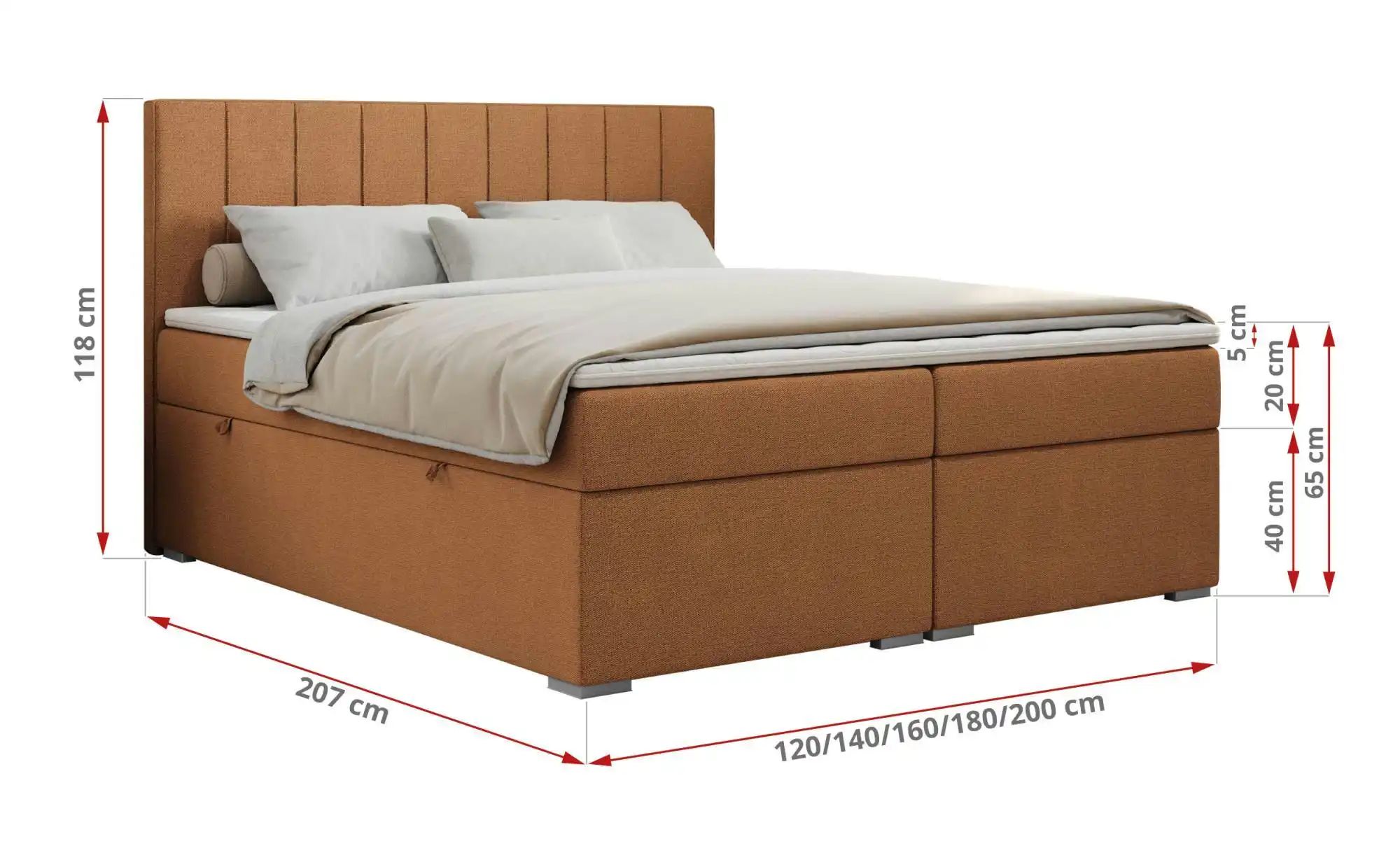 Thumbnail - Boxbett mit Bettkasten Ally ¦ orange ¦ Maße (cm): B: 140 H: 118 Betten > Komfortbetten - Höffner