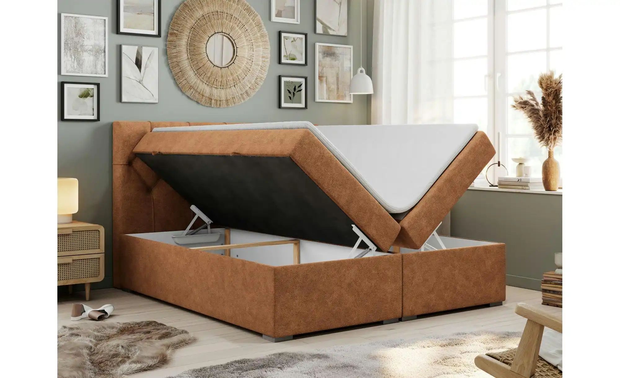 Boxbett mit Bettkasten Alda ¦ orange ¦ Maße (cm): B: 200 H: 118 Betten > Ko günstig online kaufen