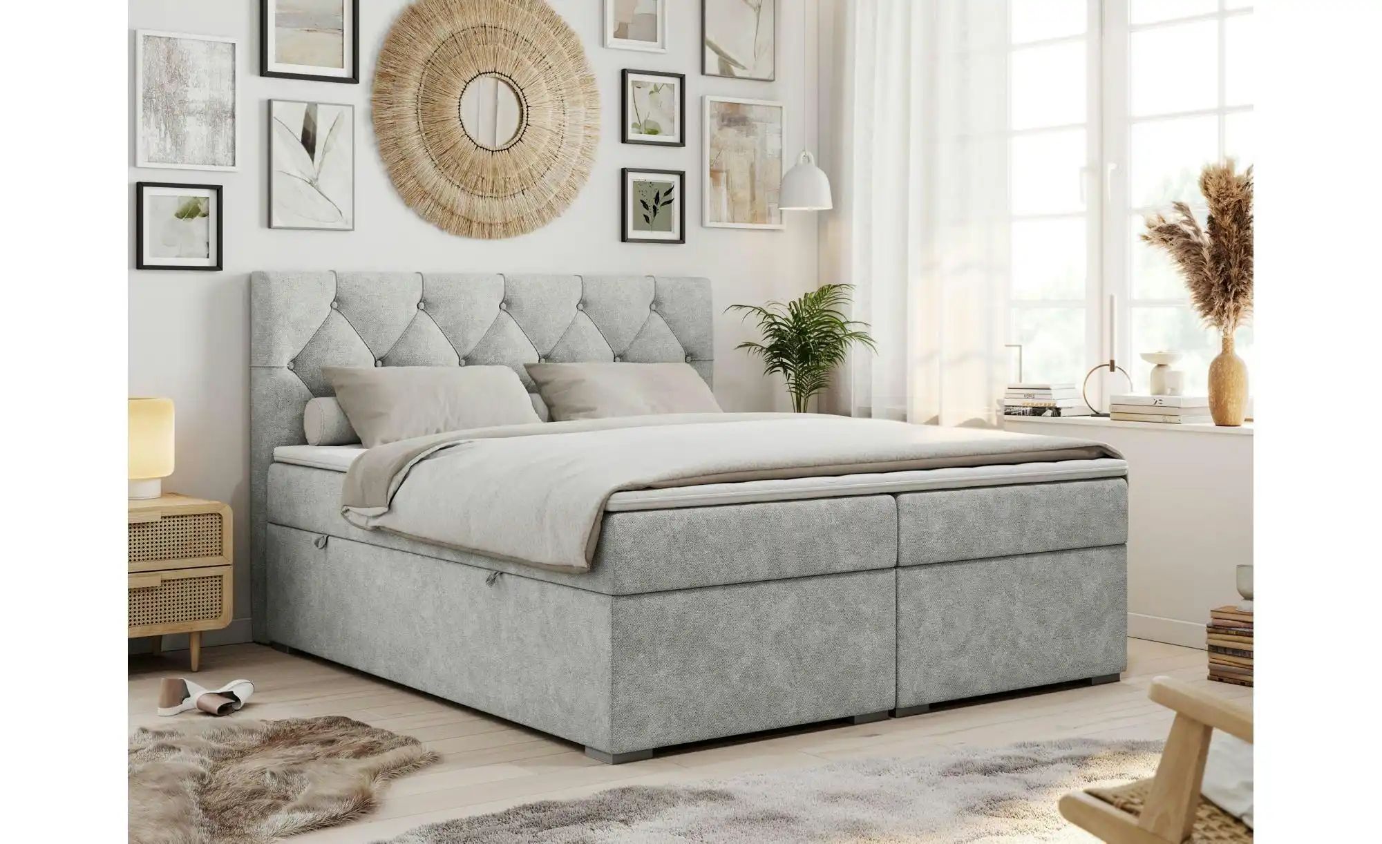 Boxbett mit Bettkasten Alda ¦ grau ¦ Maße (cm): B: 160 H: 118 Betten > Komf günstig online kaufen