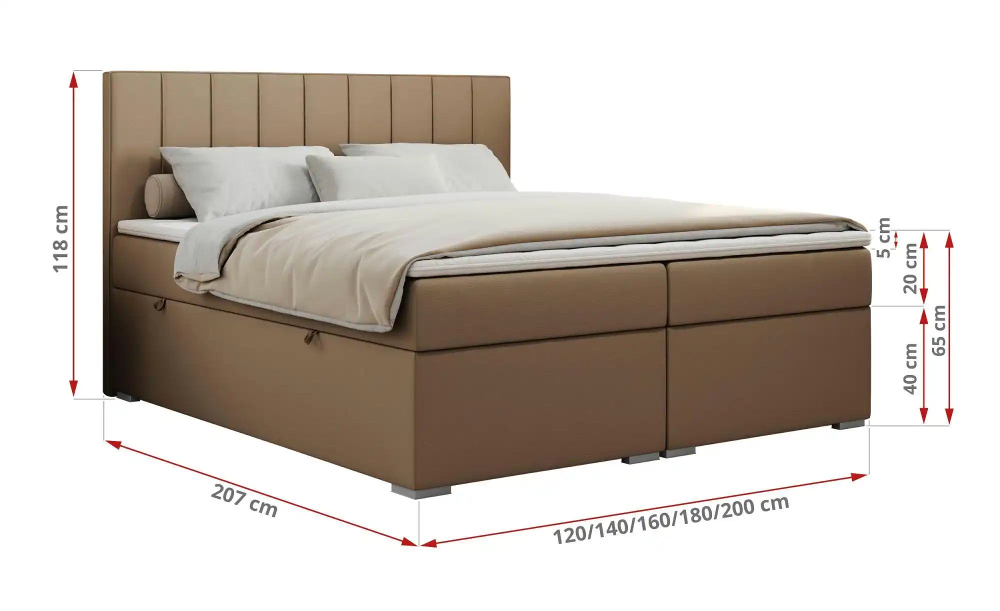 Boxbett mit Bettkasten Ally ¦ braun ¦ Maße (cm): B: 160 H: 118 Betten > Pol günstig online kaufen