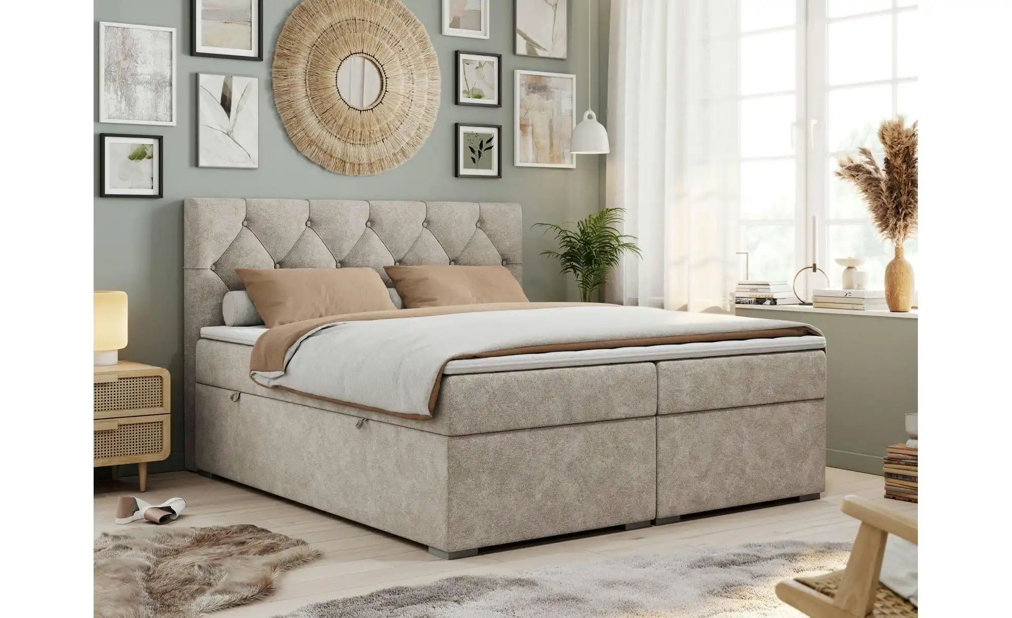 Thumbnail - Boxbett mit Bettkasten Alda ¦ beige ¦ Maße (cm): B: 160 H: 118 Betten > Komfortbetten - Höffner