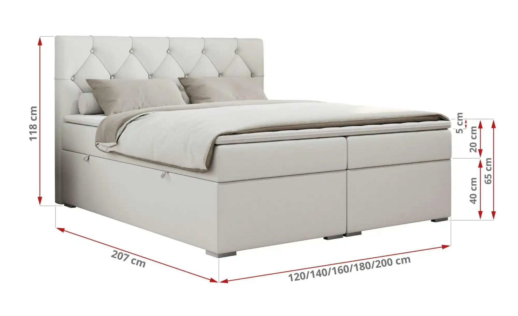 Boxbett mit Bettkasten Alda ¦ weiß ¦ Maße (cm): B: 120 H: 118 Betten > Komf günstig online kaufen
