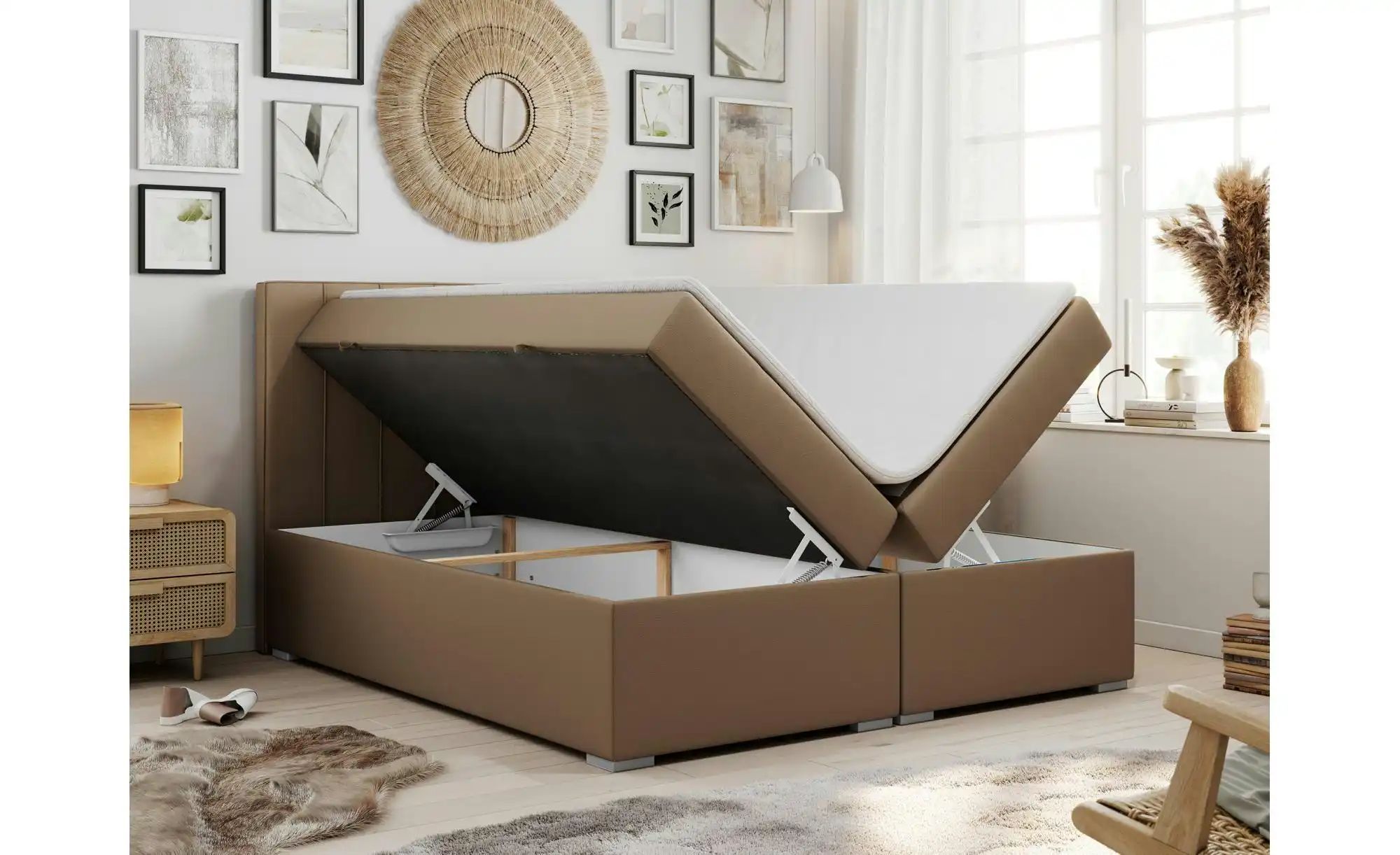 Boxbett mit Bettkasten Ally ¦ braun ¦ Maße (cm): B: 140 H: 118 Betten > Pol günstig online kaufen