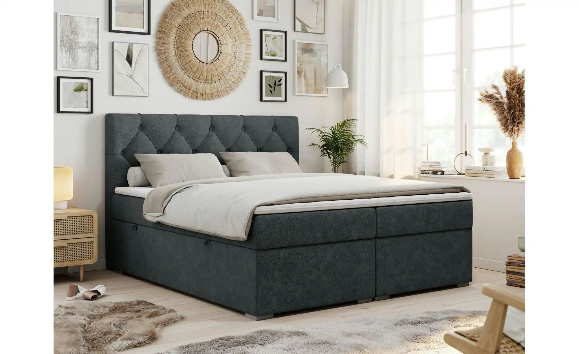Boxbett mit Bettkasten Alda ¦ grau ¦ Maße (cm): B: 140 H: 118 Betten > Komf günstig online kaufen