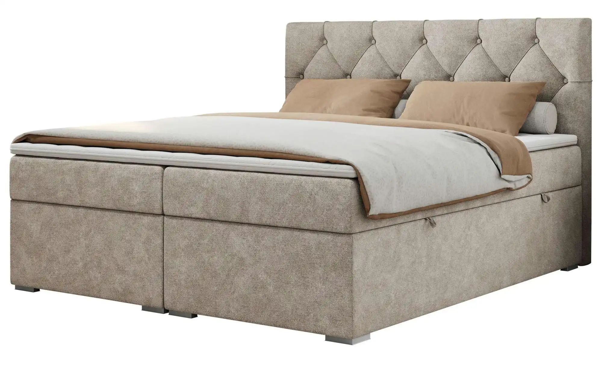 Boxbett mit Bettkasten Alda ¦ beige ¦ Maße (cm): B: 200 H: 118 Betten > Pol günstig online kaufen