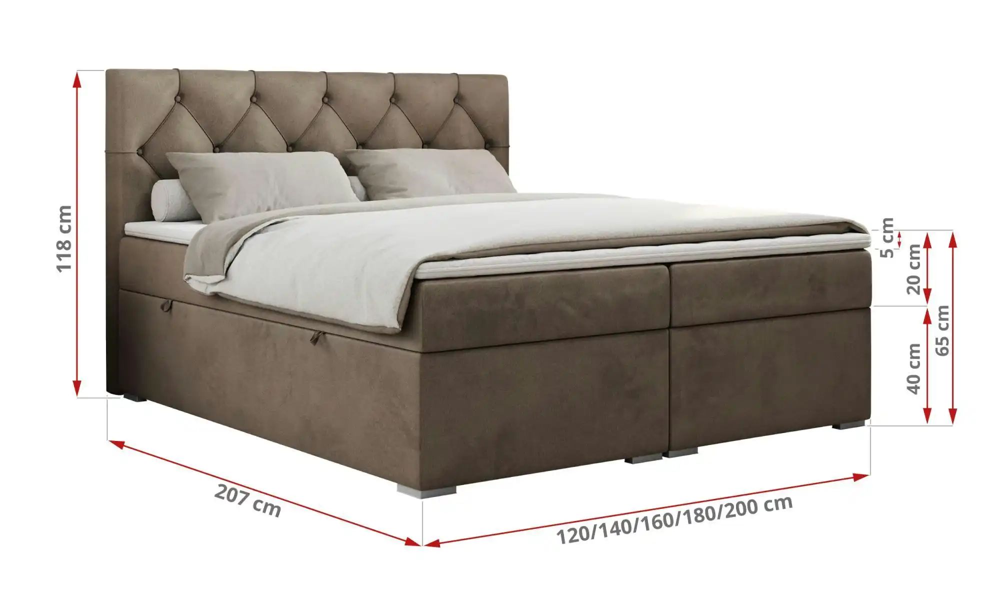 Boxbett mit Bettkasten Alda ¦ braun ¦ Maße (cm): B: 200 H: 118 Betten > Kom günstig online kaufen