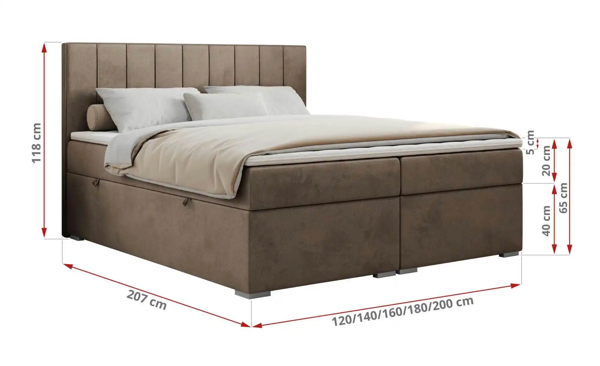 Boxbett mit Bettkasten Ally ¦ braun ¦ Maße (cm): B: 140 H: 118 Betten > Kom günstig online kaufen