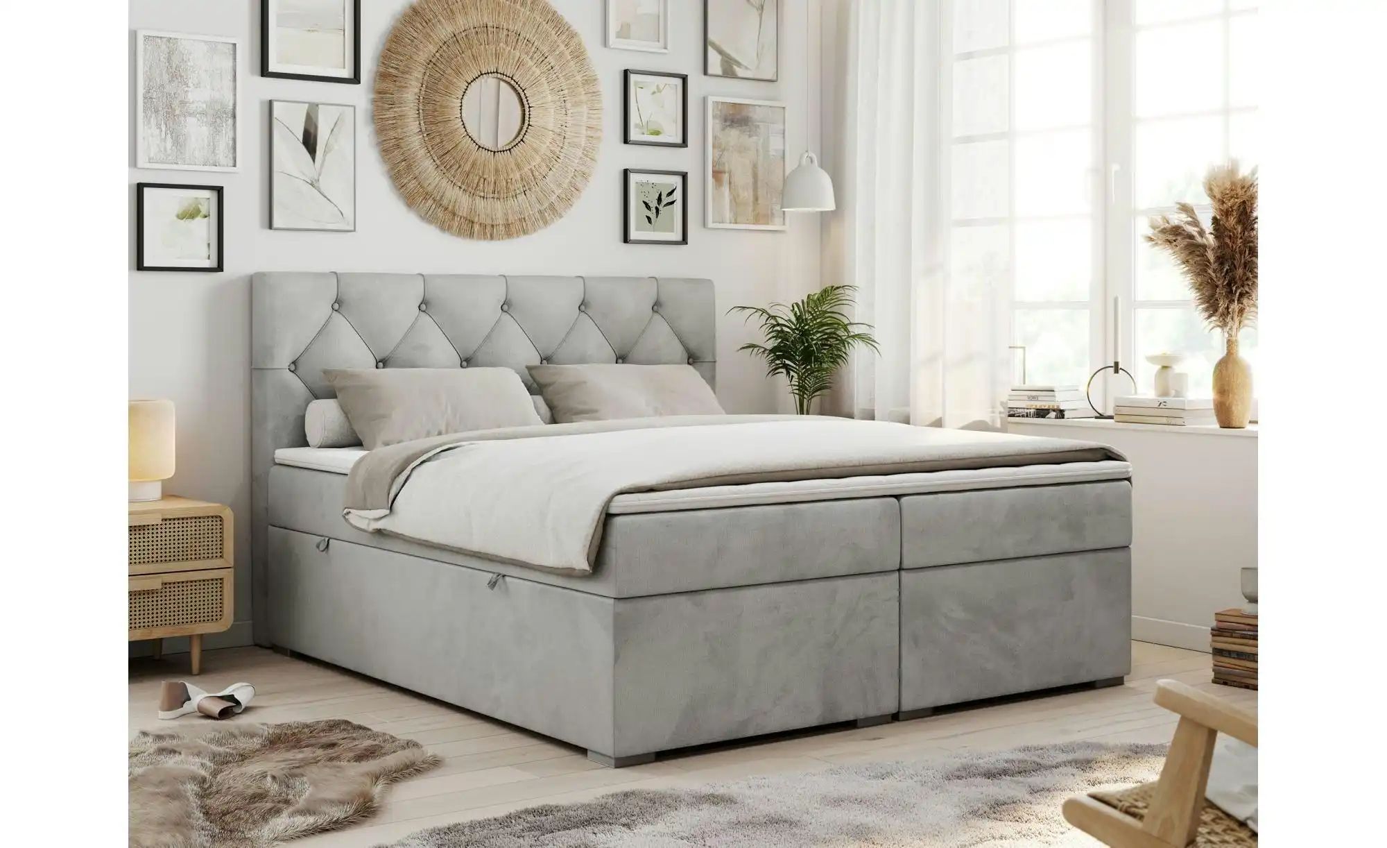Thumbnail - Boxbett mit Bettkasten Alda ¦ silber ¦ Maße (cm): B: 180 H: 118 Betten > Polsterbetten - Höffner