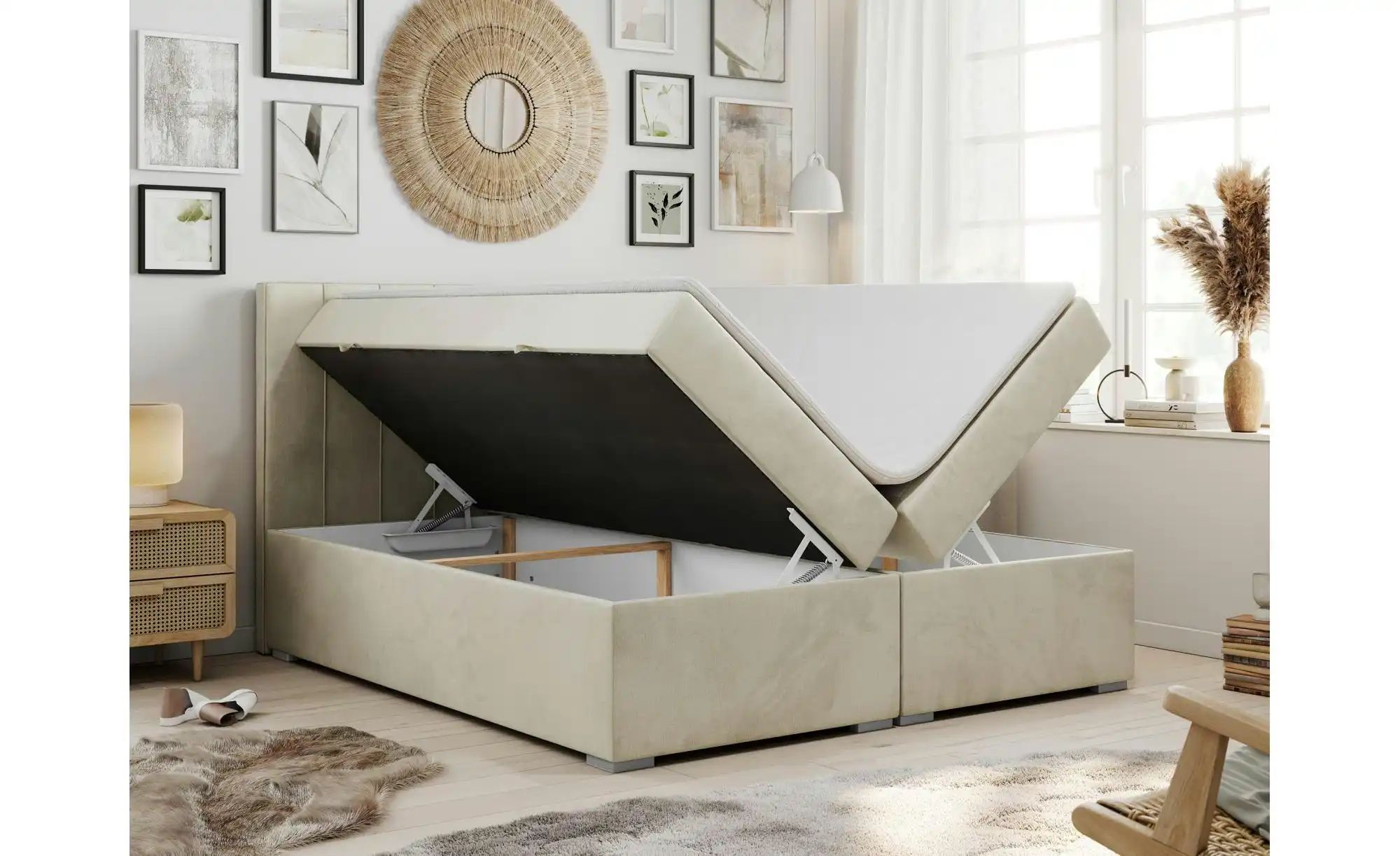 Boxbett mit Bettkasten Ally ¦ beige ¦ Maße (cm): B: 160 H: 118 Betten > Kom günstig online kaufen