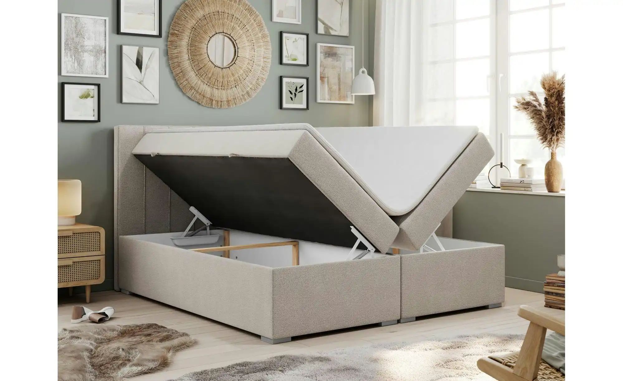 Boxbett mit Bettkasten Ally ¦ beige ¦ Maße (cm): B: 160 H: 118 Betten > Kom günstig online kaufen