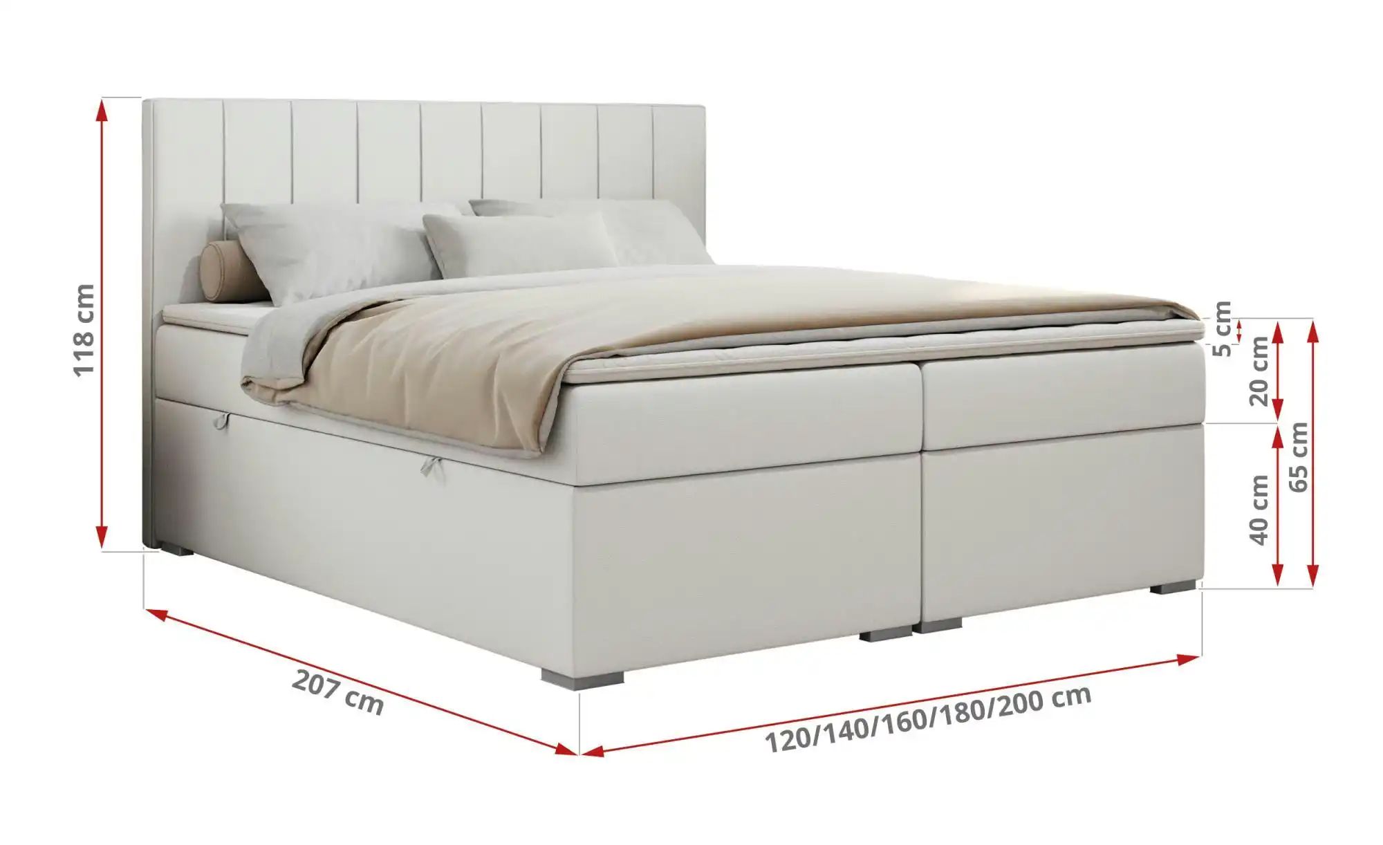 Boxbett mit Bettkasten Ally ¦ weiß ¦ Maße (cm): B: 180 H: 118 Betten > Komf günstig online kaufen