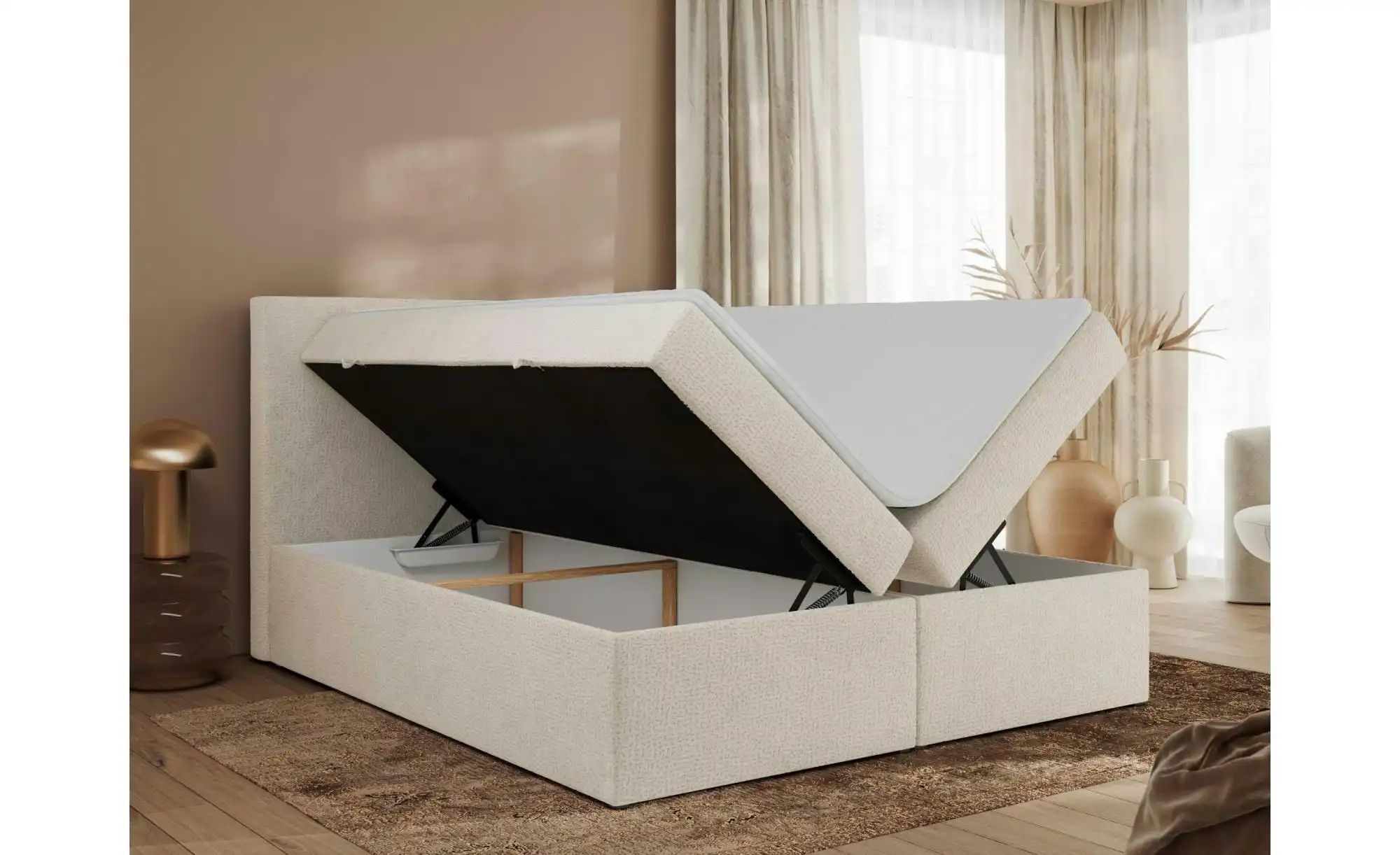 Boxbett mit Bettkasten Jaguar ¦ beige ¦ Maße (cm): B: 144 H: 119 Betten > K günstig online kaufen