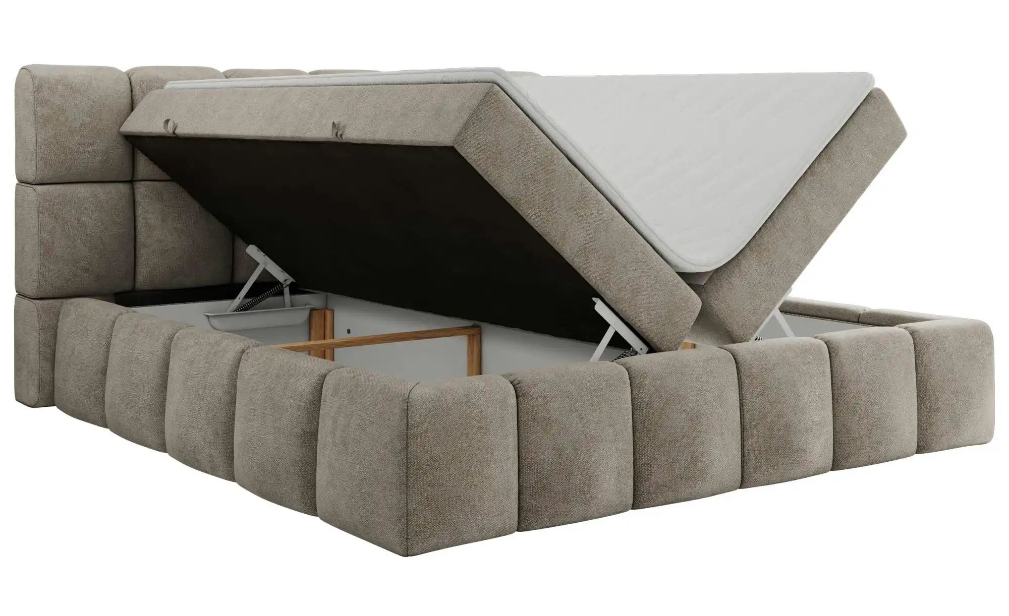 Boxbett mit Bettkasten Nira ¦ beige ¦ Maße (cm): B: 214 H: 113 Betten > Kom günstig online kaufen