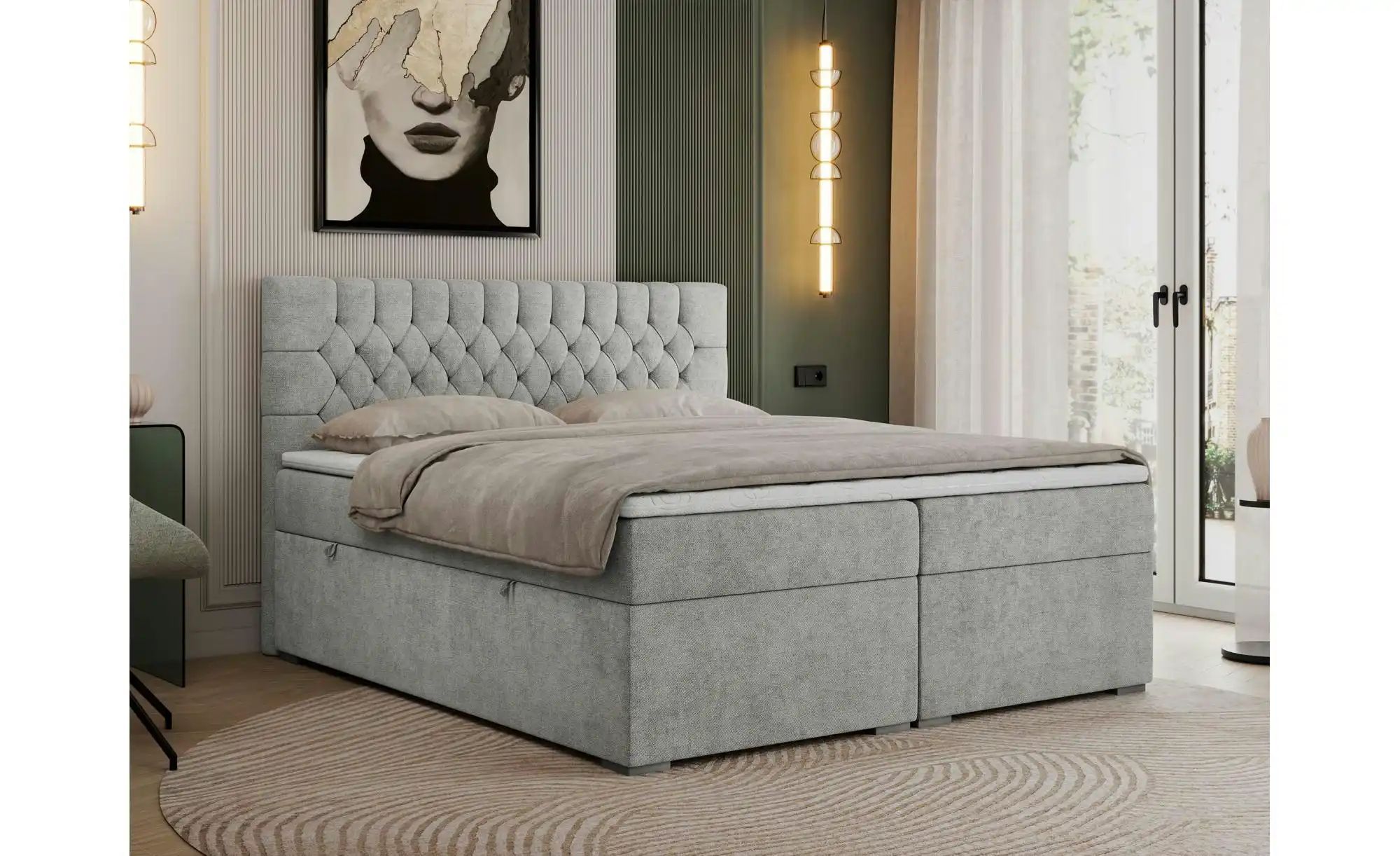 Boxbett mit Bettkasten Pera ¦ silber ¦ Maße (cm): B: 140 H: 125 Betten > Po günstig online kaufen