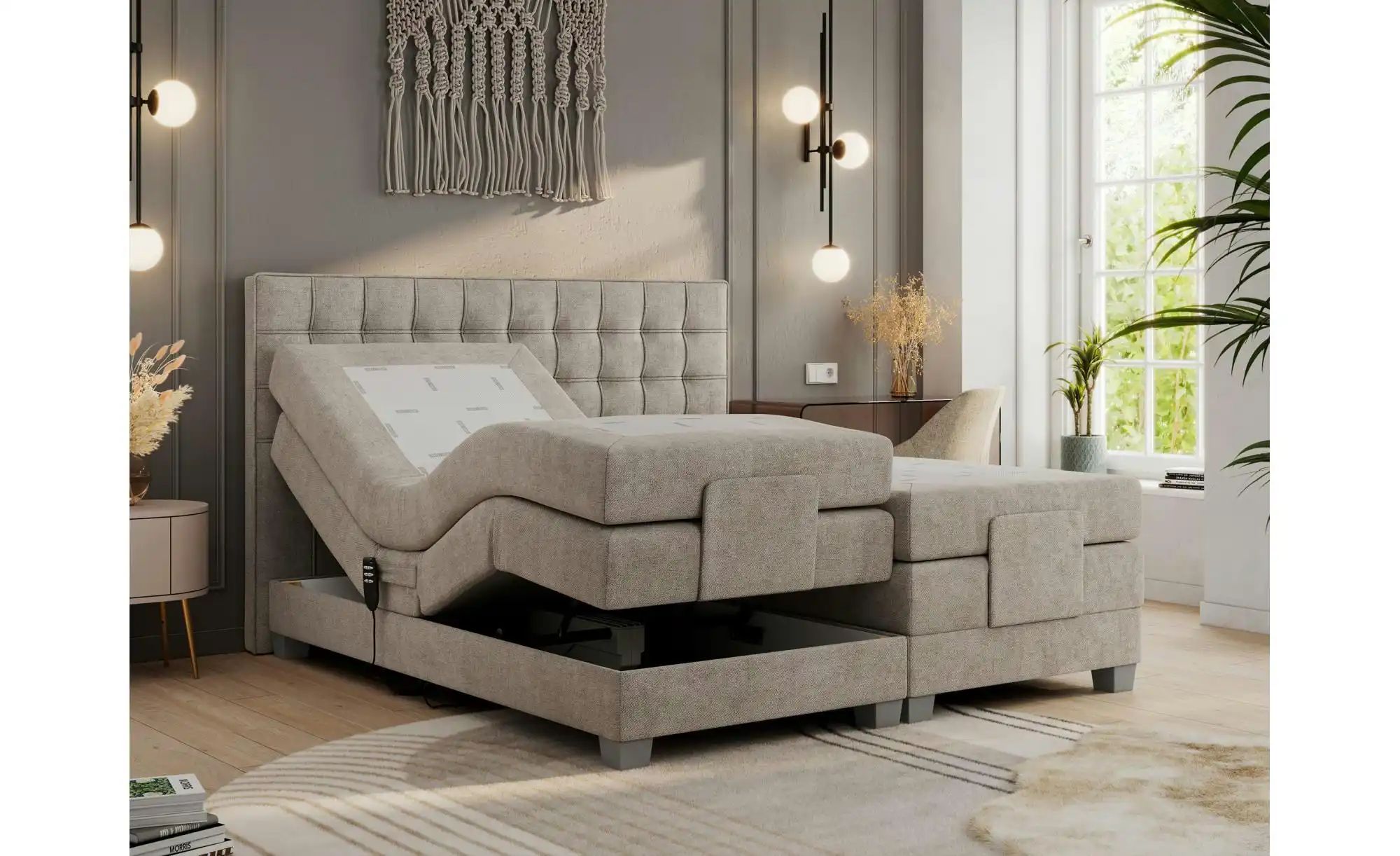 Motor Boxspringbett mit Bettkasten Elektro ¦ beige ¦ Maße (cm): B: 148 H: 1 günstig online kaufen